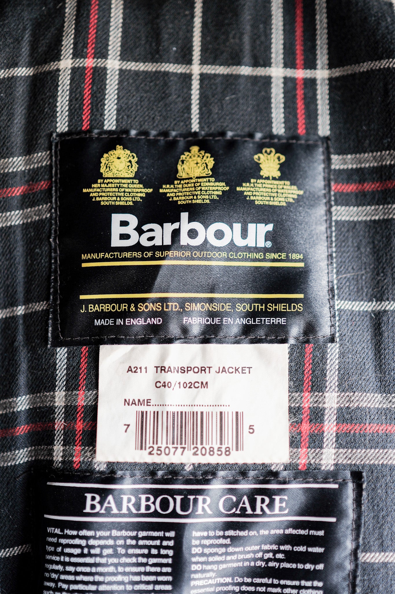 [~ 00]] Barbour vintage "Veste de transport" 3 Crest Taille.40