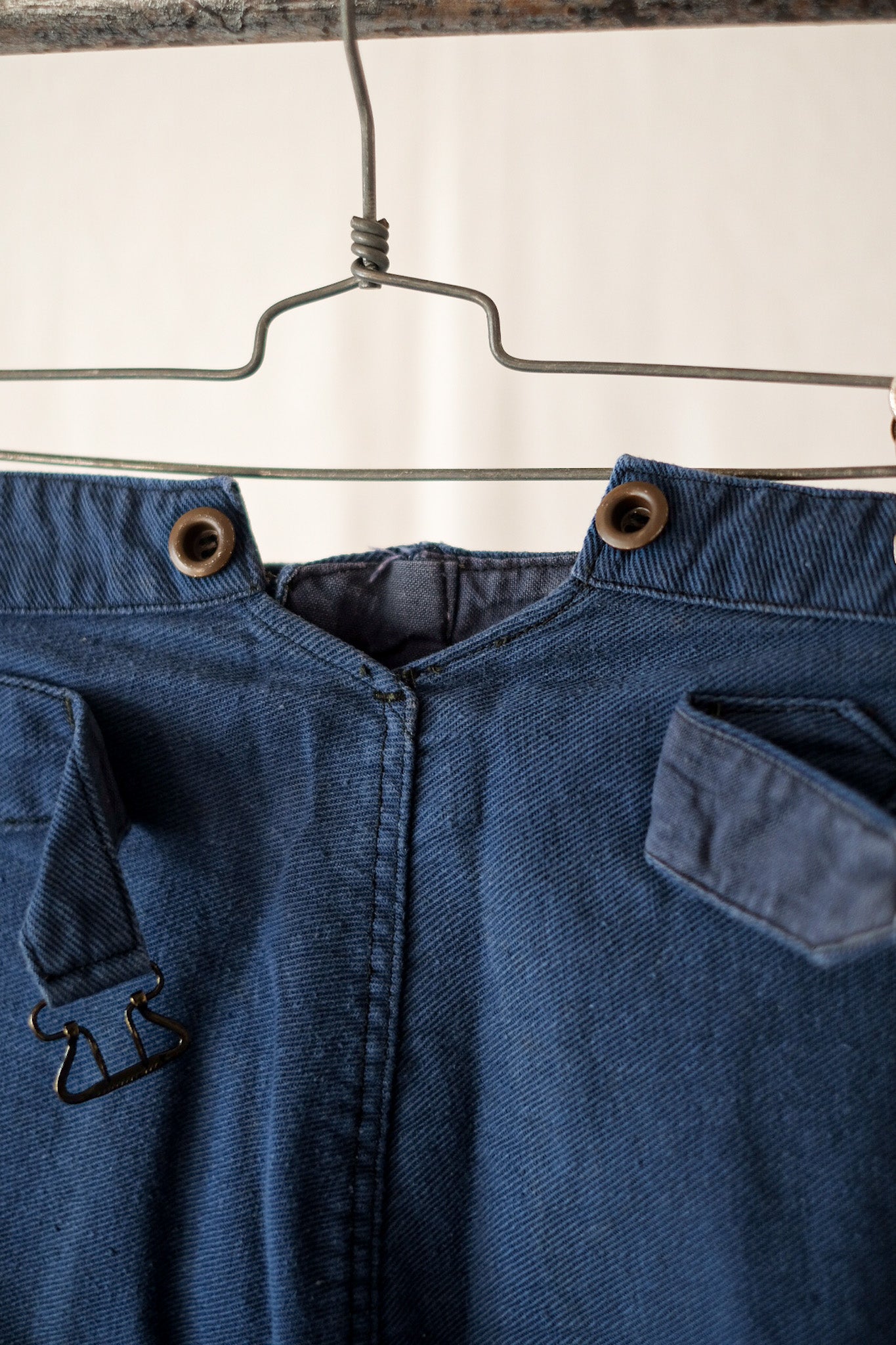 [~ 30's] Pantalon de travail de Twill de coton indigo vintage français