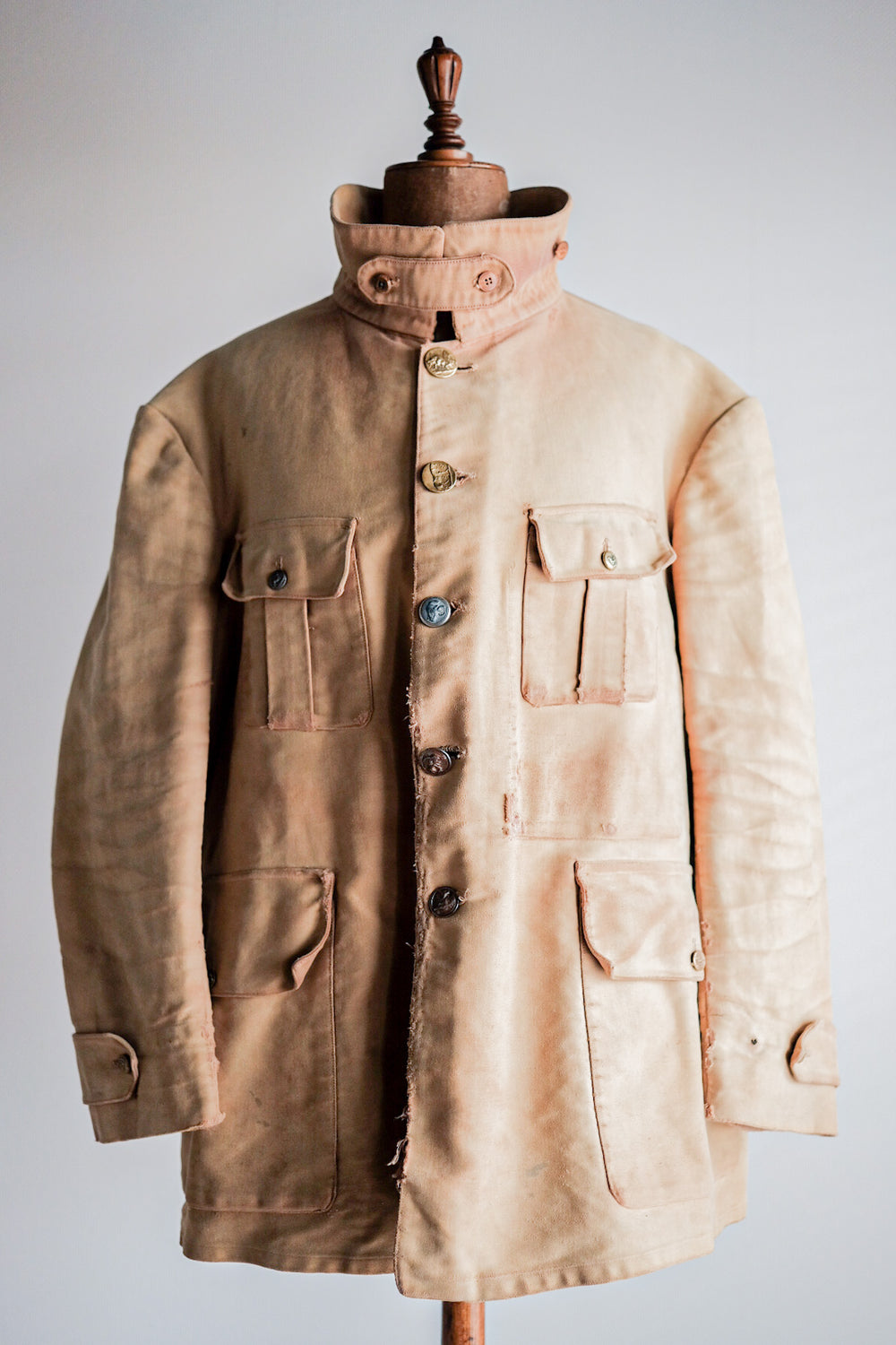 【~30's】French Vintage Moleskin Hunting Jacket With Chin Strap