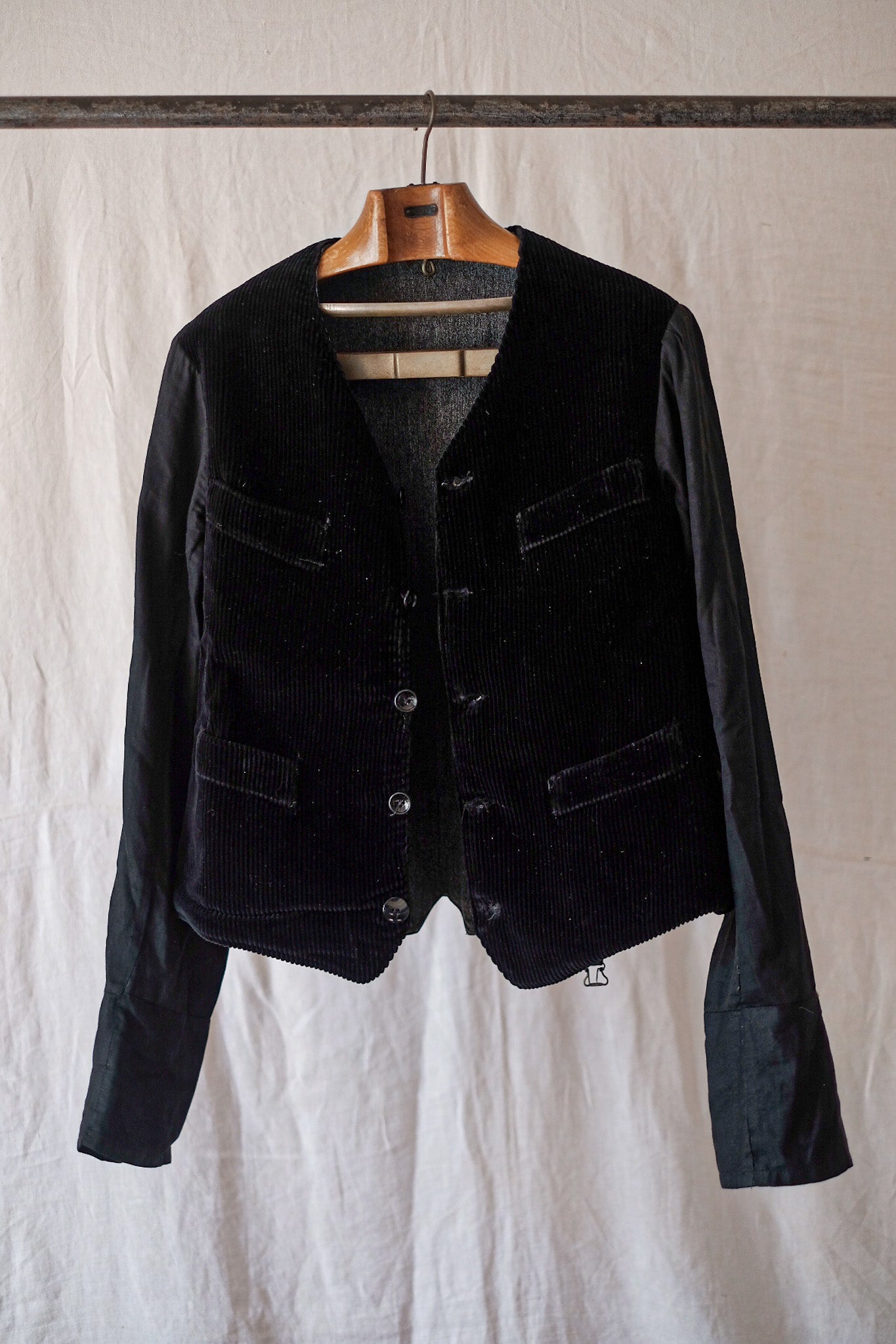 [~ 50's] French Vintage Black Corduroy Gilet Jacket