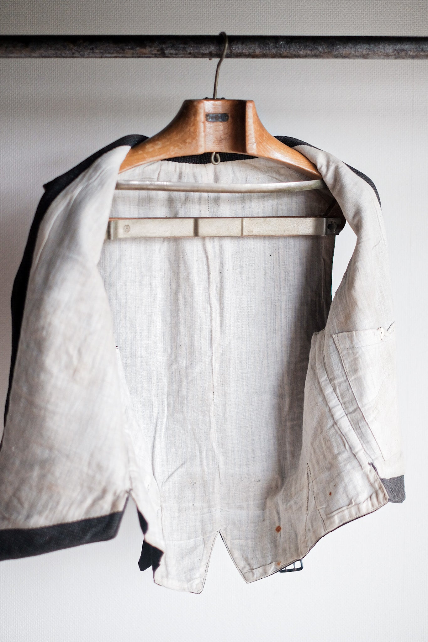 ［~30's］French Vintage Gray Wool Work Gilet