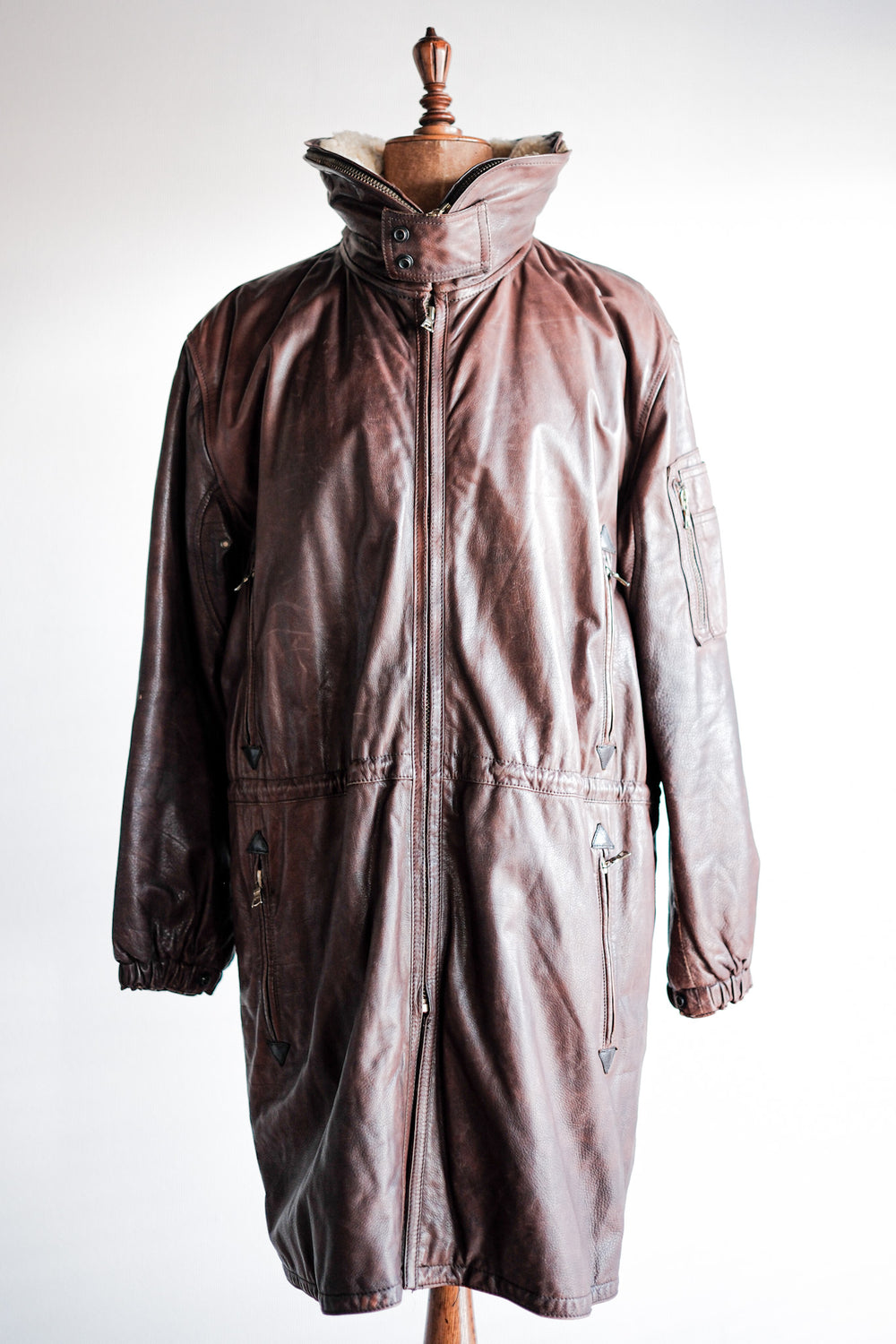 ［~80's］Old GIORGIO ARMANI Aviator Style Leather Coat Size.48