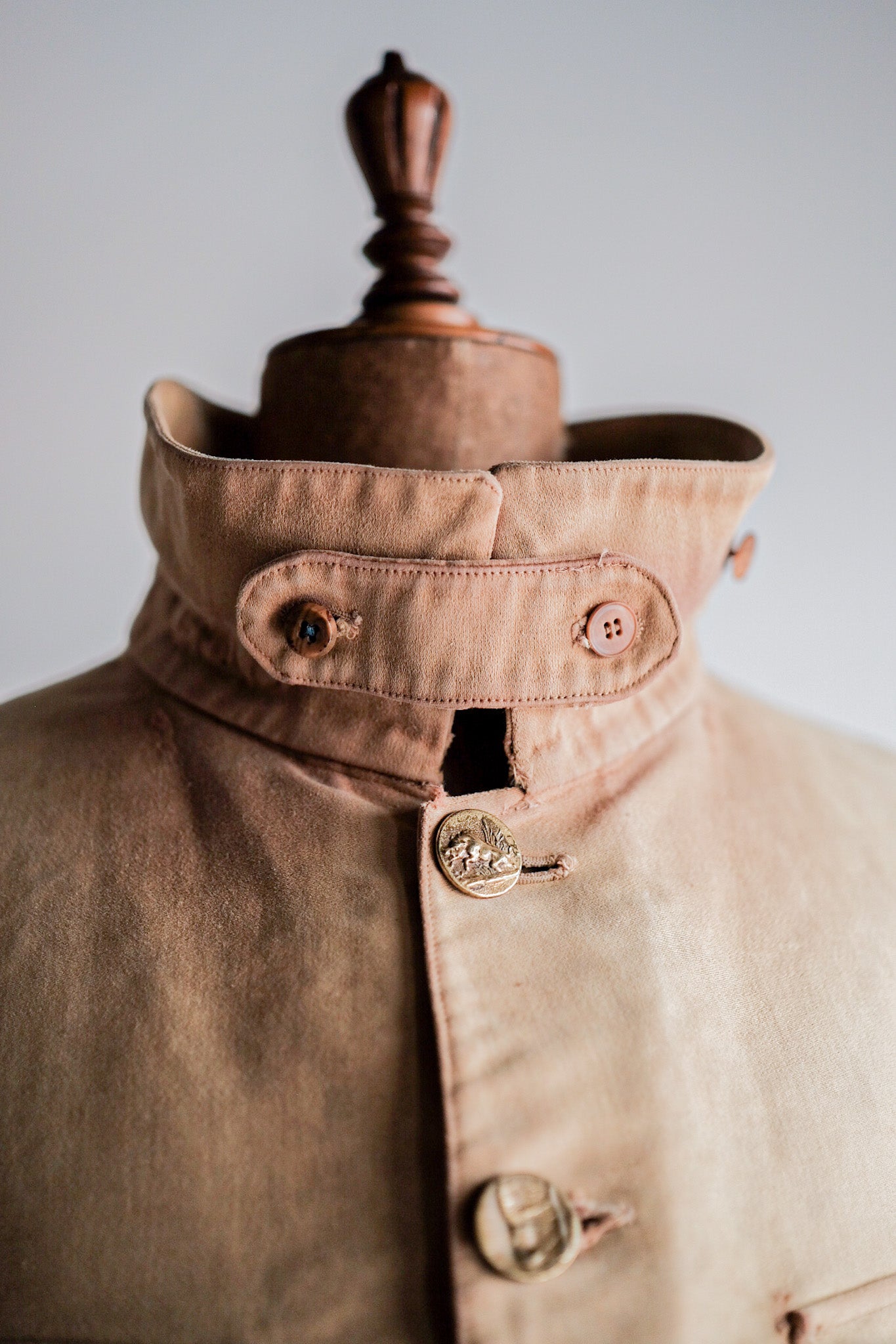［~30's］French Vintage Moleskin Hunting Jacket With Chin Strap