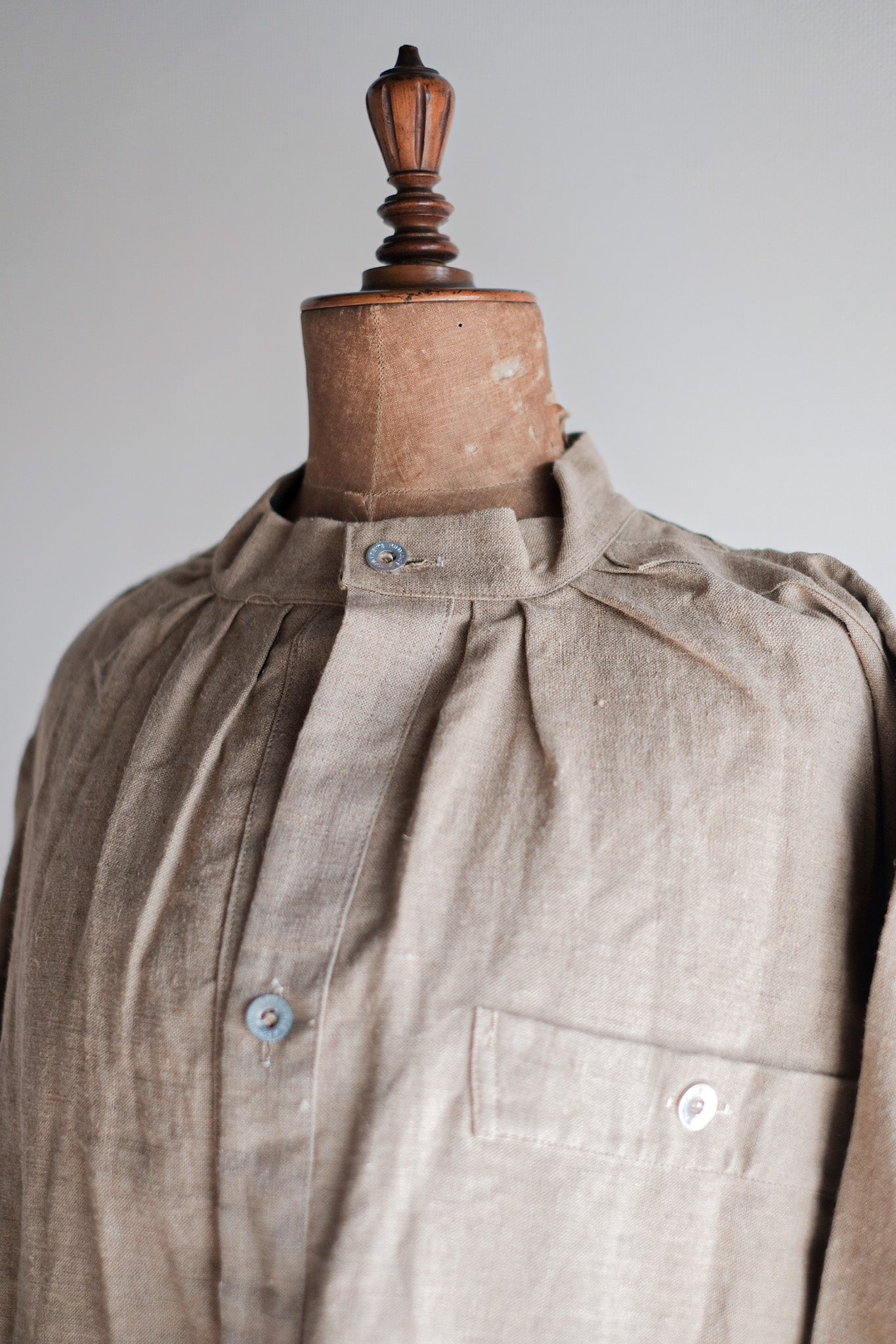 ［~50's］French Army Bourgeron Linen Smock Hospital Military "Dead Stock"