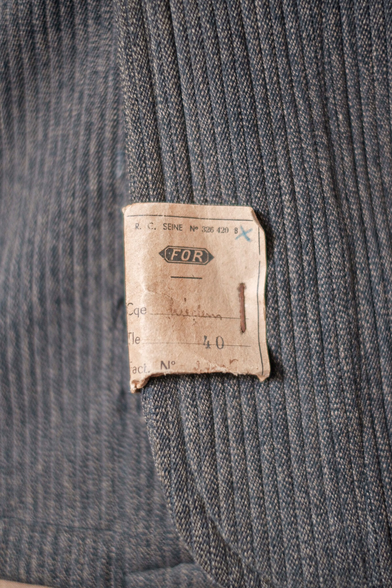 [~ 40's] French Vintage Brown Salt & Pepper Cotton Pique Lapel Work Jacket "Dead Stock"