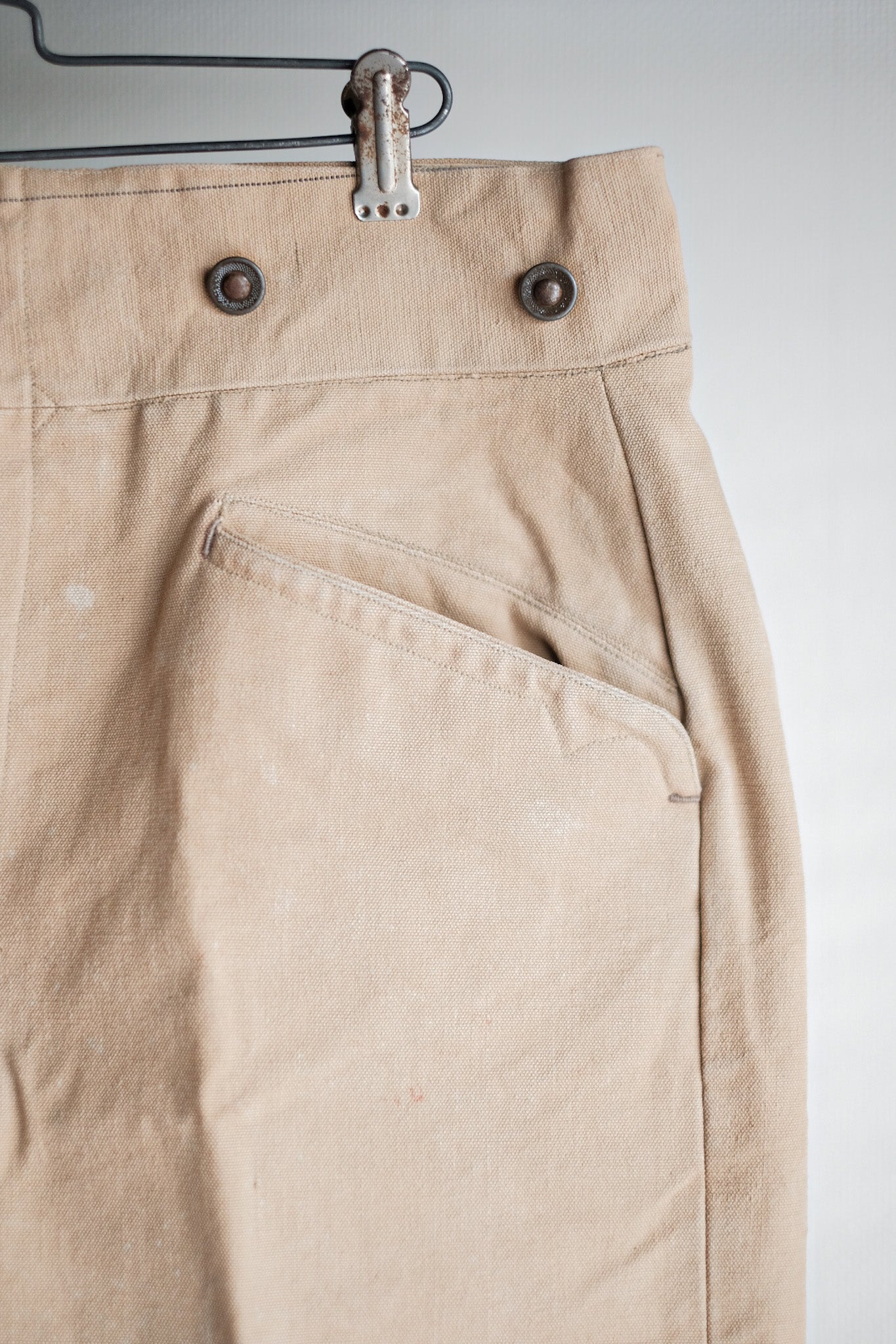 [~ 30's] กางเกงผ้าใบผ้าฝ้ายวินเทจฝรั่งเศส