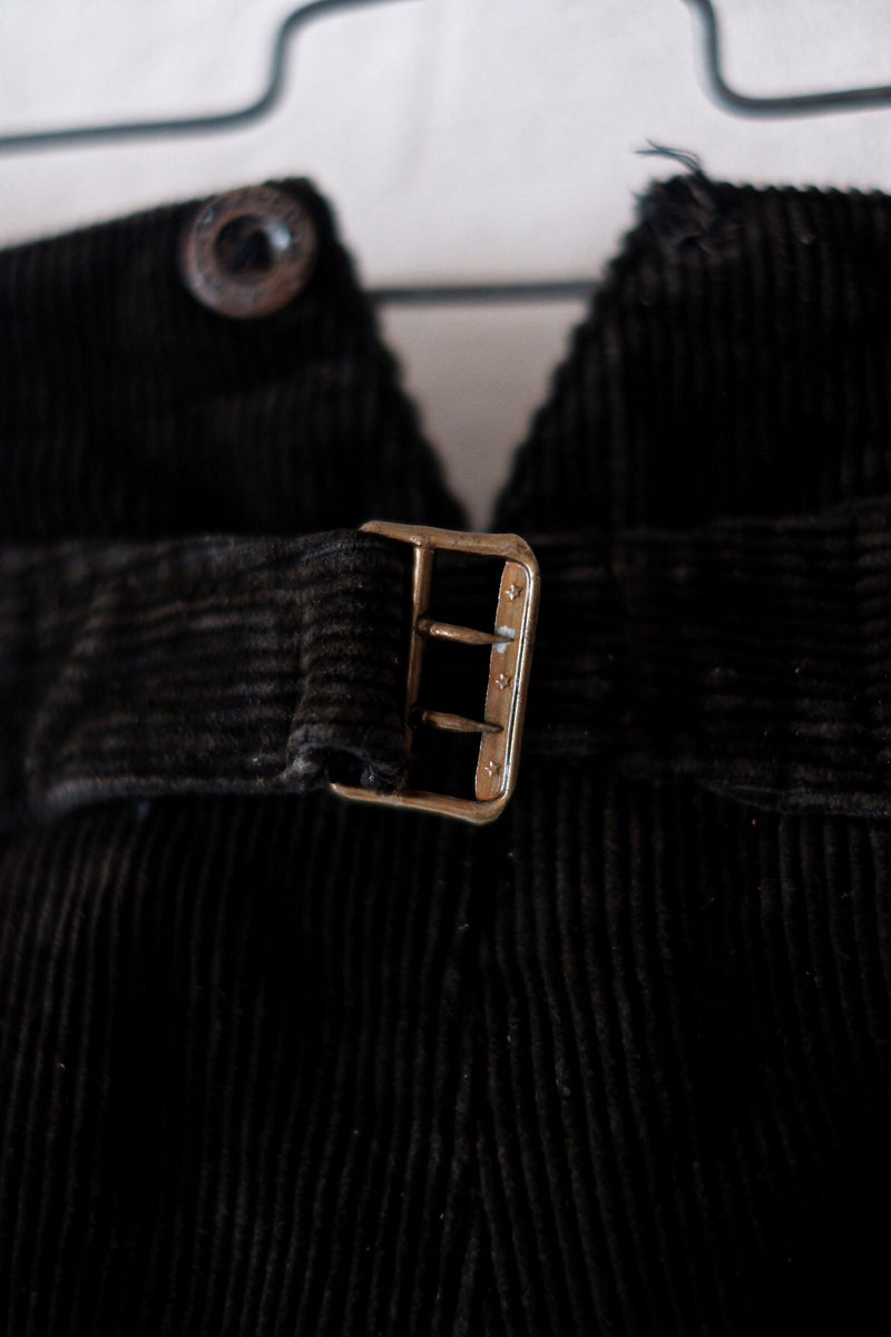 【~40's】French Vintage "Le Mont St. Michel" Black Corduroy Work Shorts