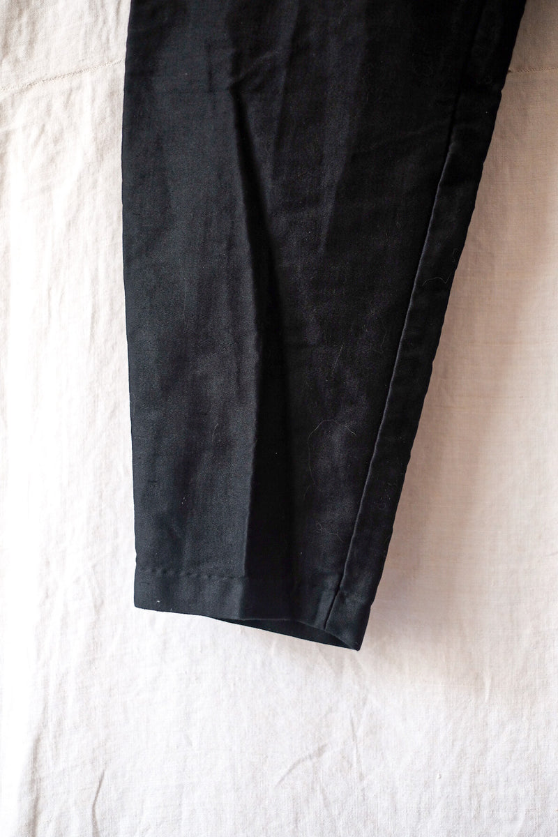 【~30's】French Vintage Black Moleskin Work Pants "Dead Stock"