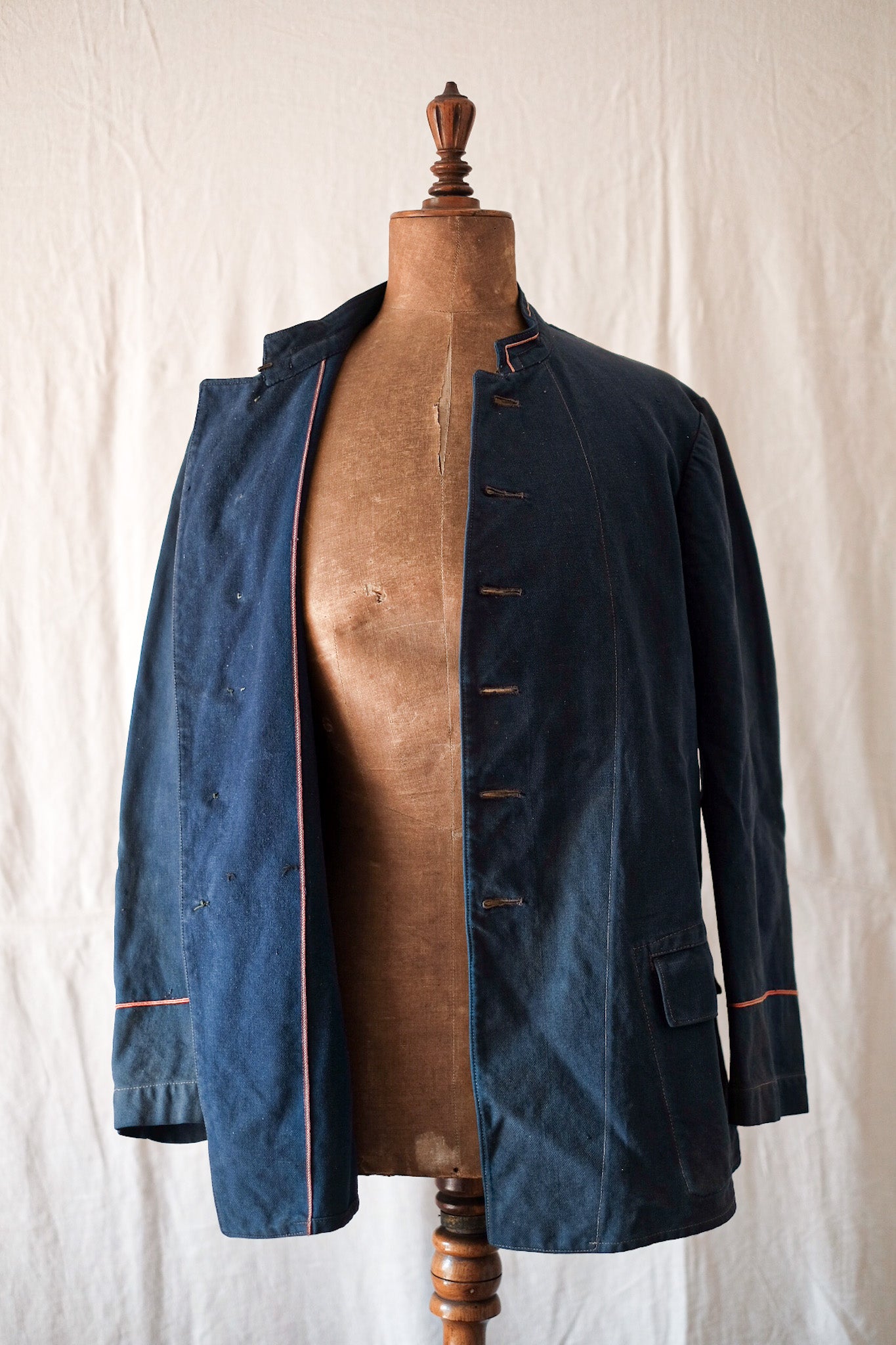 30's】French Vintage Indigo Cotton Twill Fireman Jacket