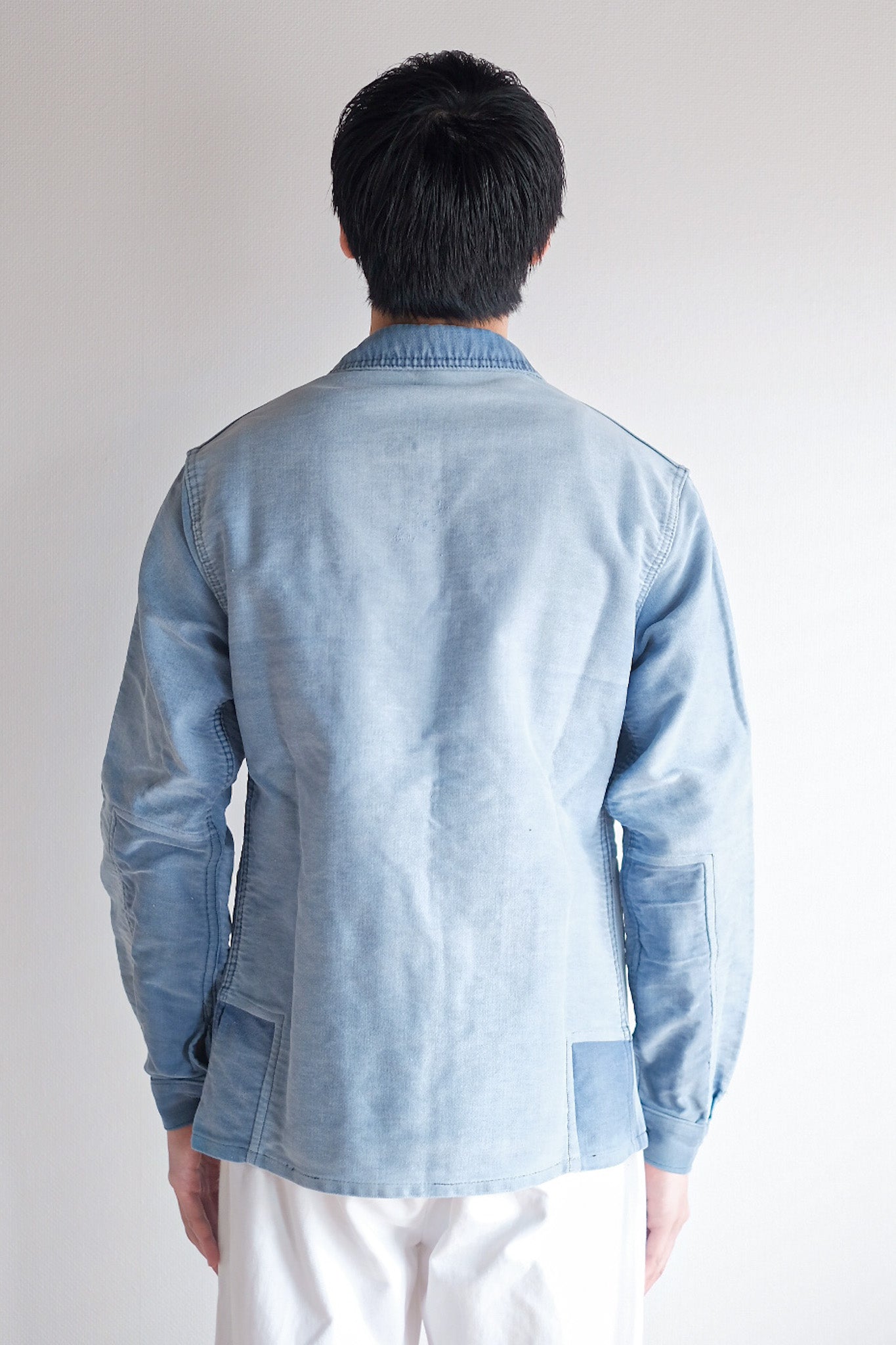 [~ 50's] French Vintage Blue Moleskin Work Jacket "Le Mont St. Michel"