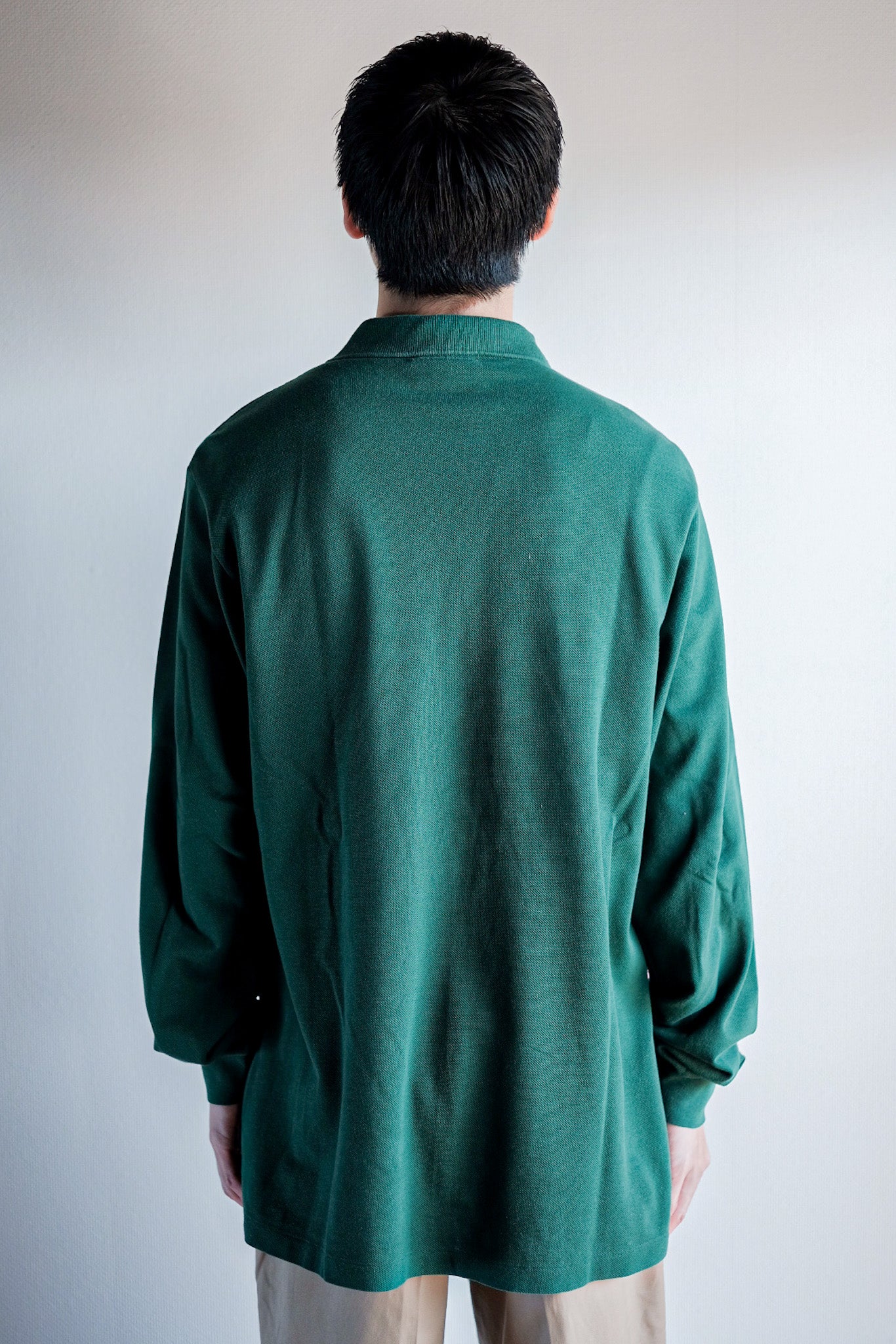 [〜80年代]顏料Lacoste l/s polo襯衫尺寸。5“森林綠色”