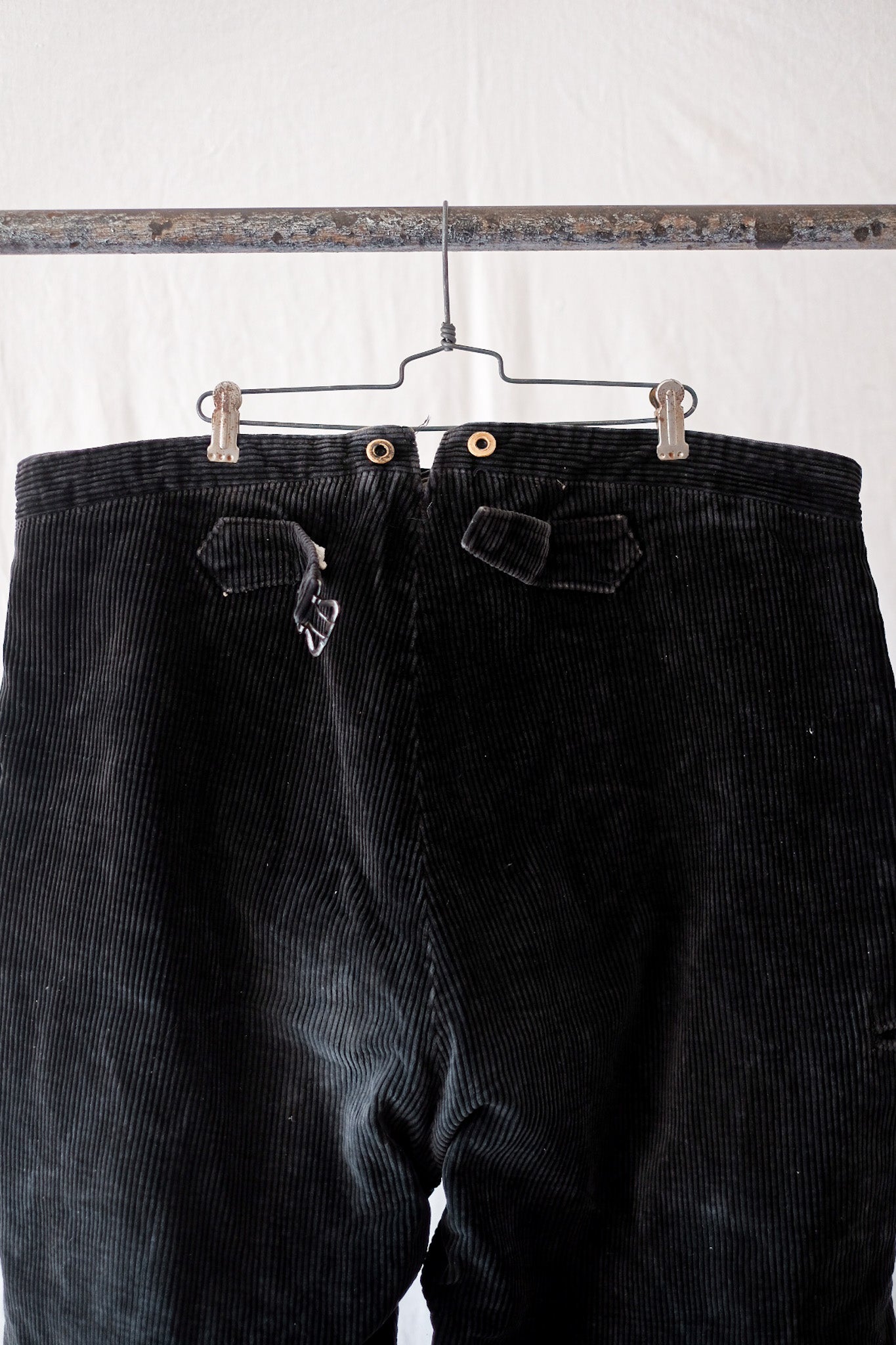 [~ 30's] Pantalon de travail en velours noir vintage français "Adolphe Lafont"
