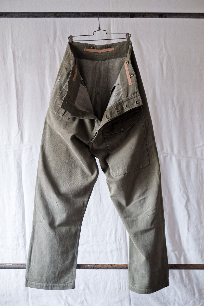 [~ 50's] British Army Green Denim Battledress กางเกง