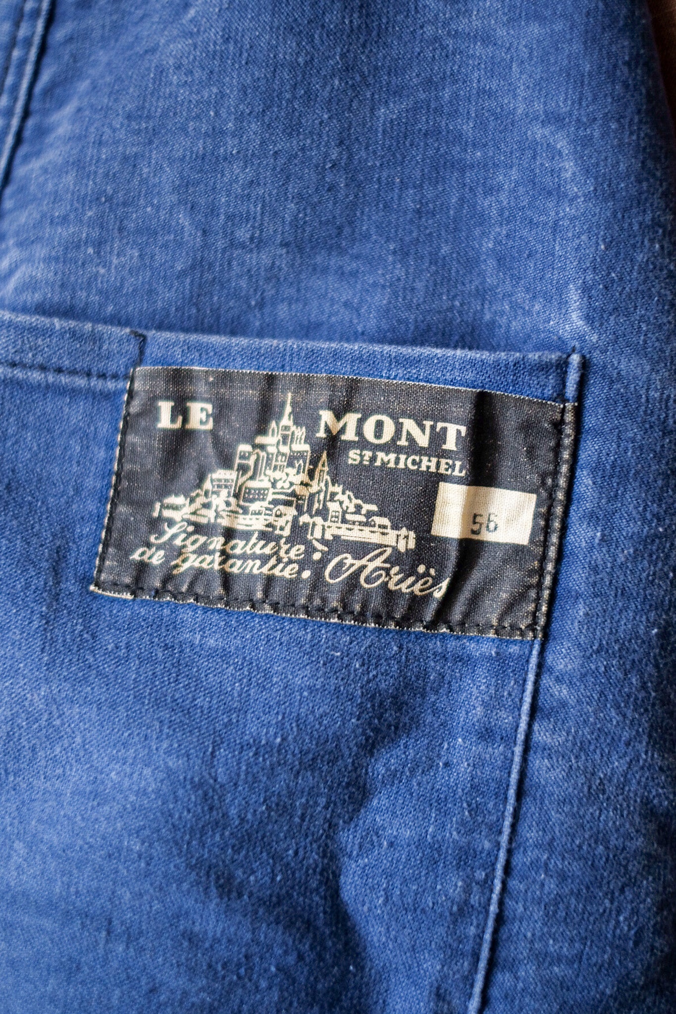 [~ 50's] Veste de travail Blue Moleskin vintage française "Le Mont St. Michel"