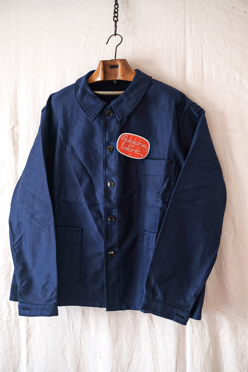[~ 50's] แจ็คเก็ตงานโมลสกินสีน้ำเงินวินเทจฝรั่งเศส "Dead Stock"