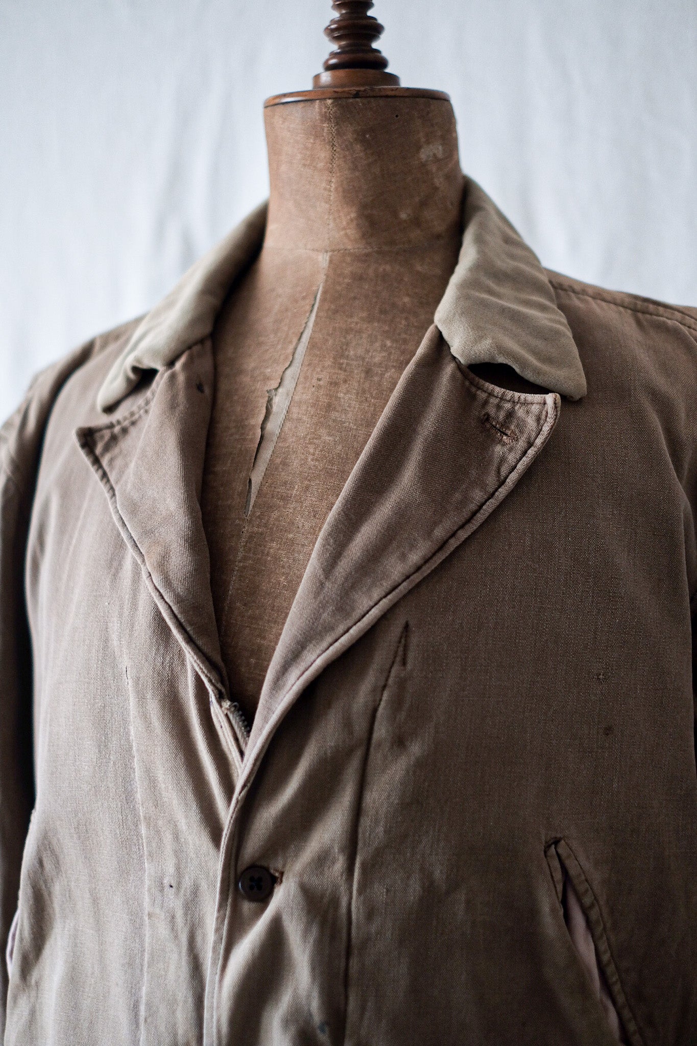 【~30's】French Vintage Cotton Canvas Home Made Work Jacket