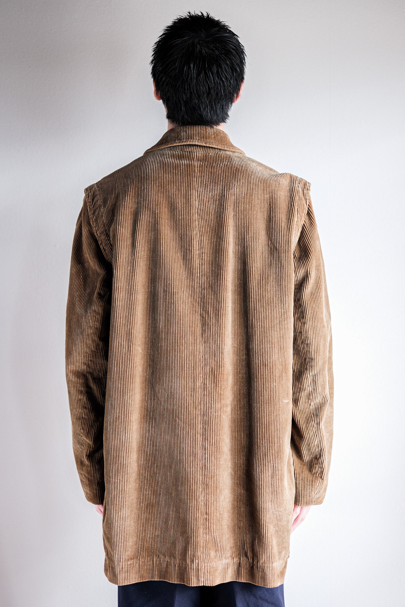 [〜80年代]舊逆變器棕色燈芯絨夾克與中國皮帶