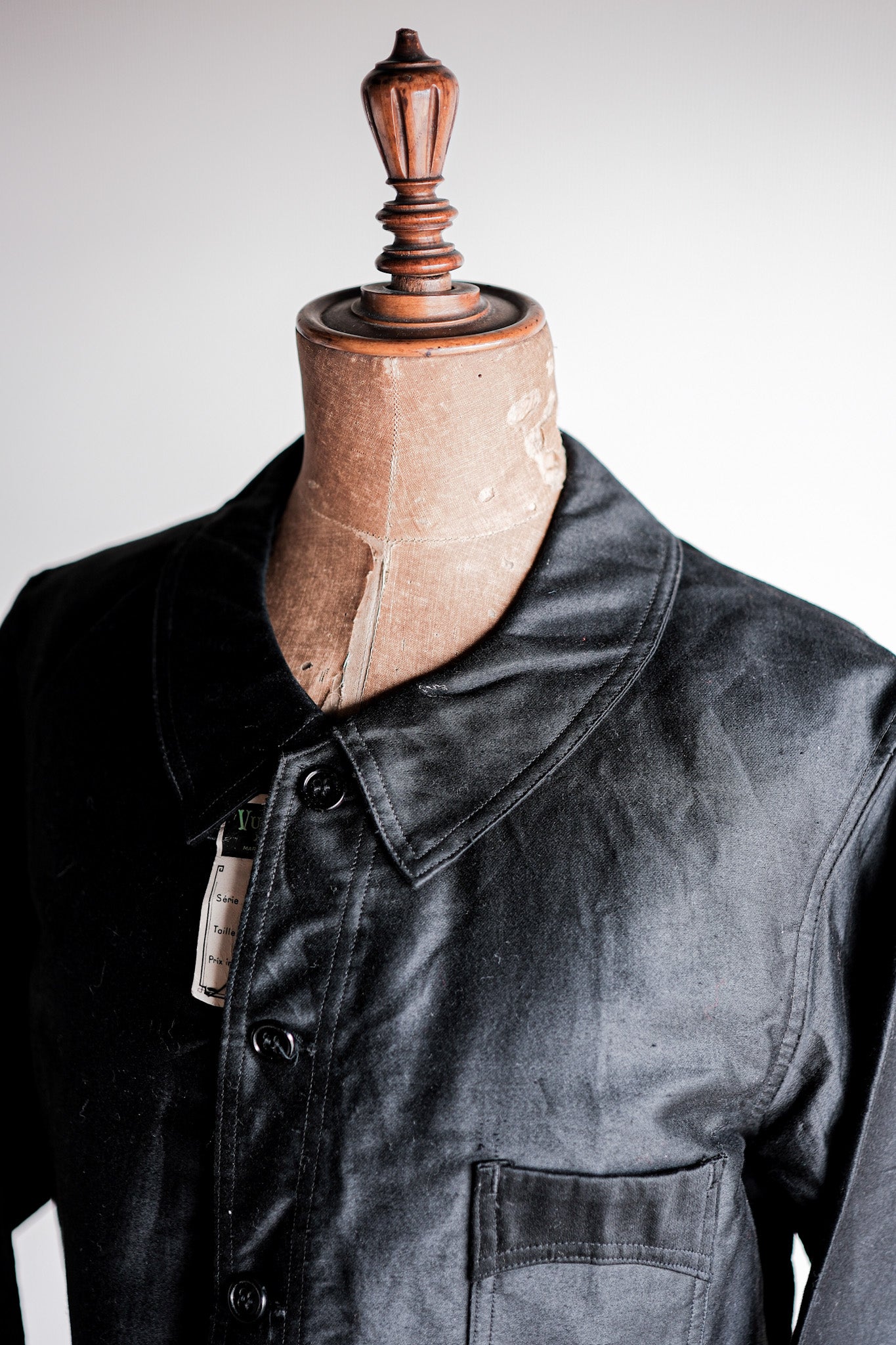 [~ 40's] French Vintage Black Light Moleskin Work Jacket "Vulcain" "Dead Stock"