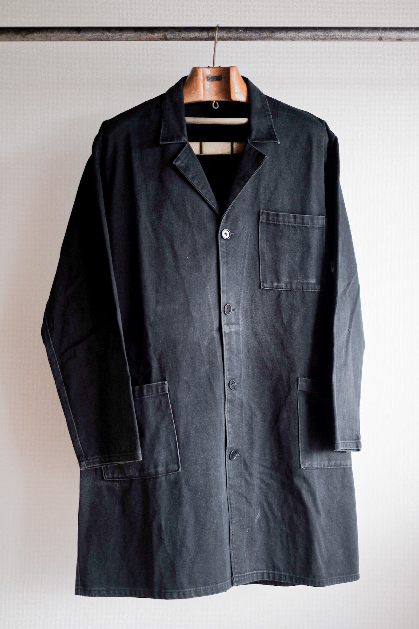 [~ 50's] French Vintage Black Moleskin Work Coat
