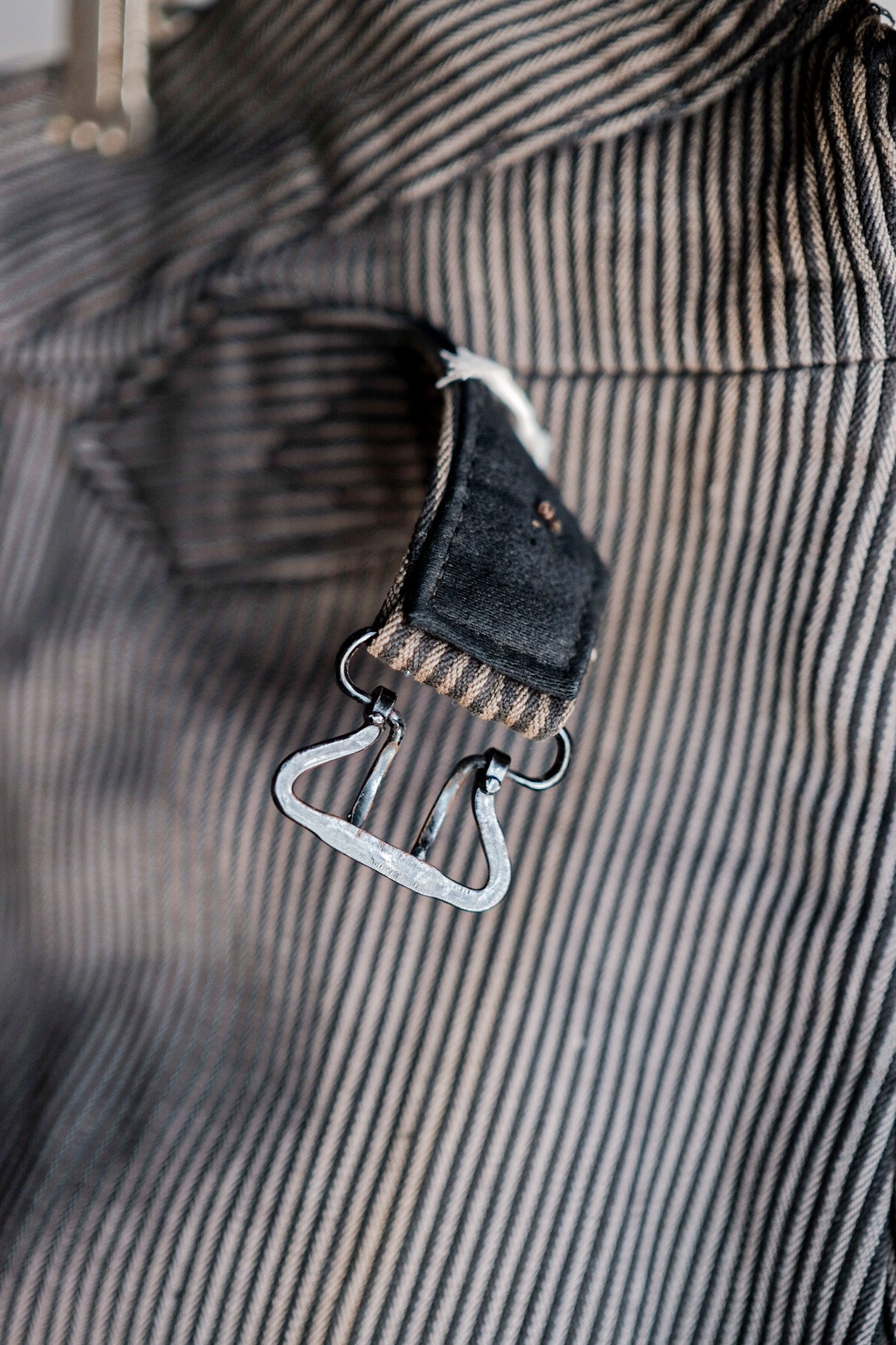 [~ 30's] Pantalon de travail à rayures en coton vintage français "Stock mort"