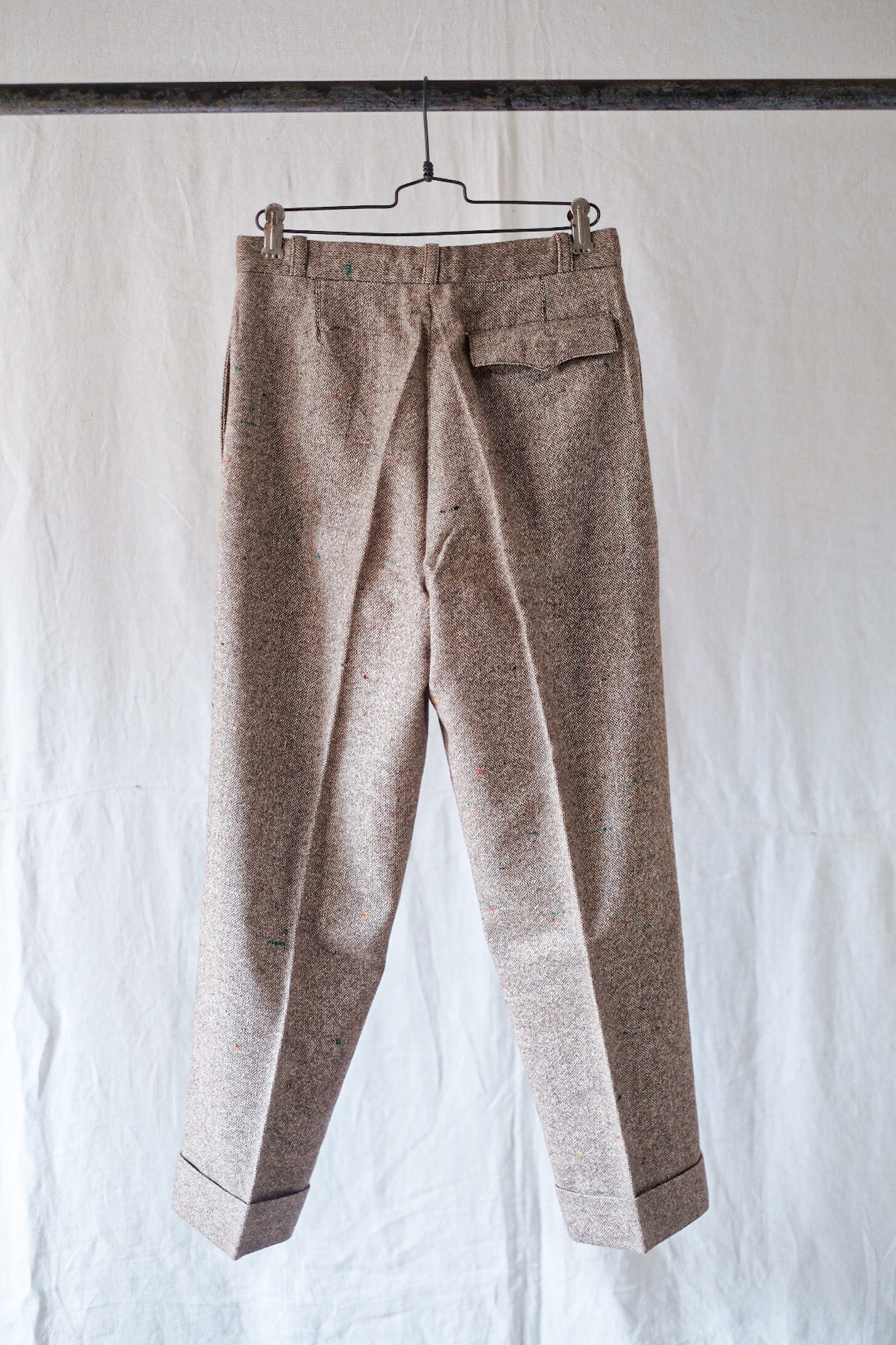 【~40's】French Vintage Brown Mix Wool Trousers "Dead Stock"