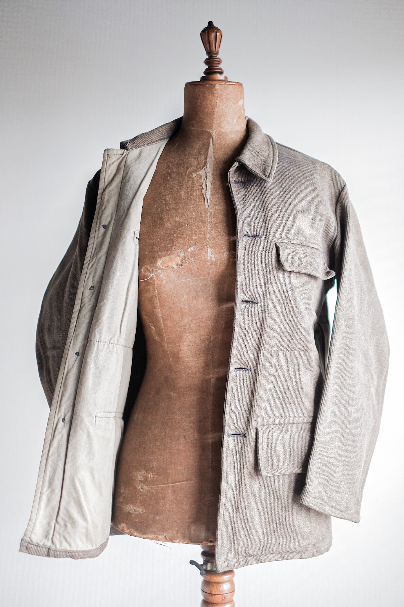 ［~60's］French Vintage Brown Salt & Pepper Cotton Pique Hunting Jacket