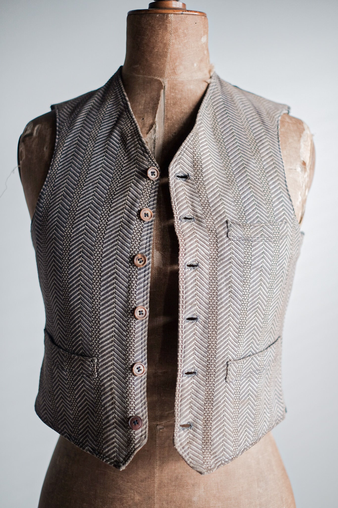 ［~30's］French Vintage HBT Wool Work Gilet