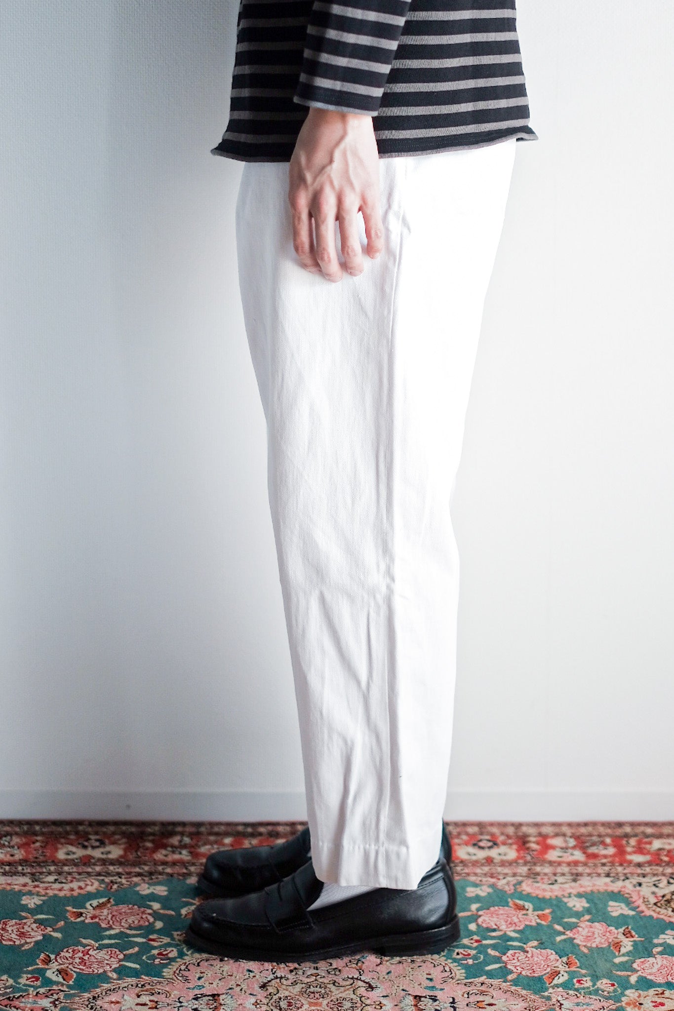 ［~30's］French Navy White Cotton Trousers