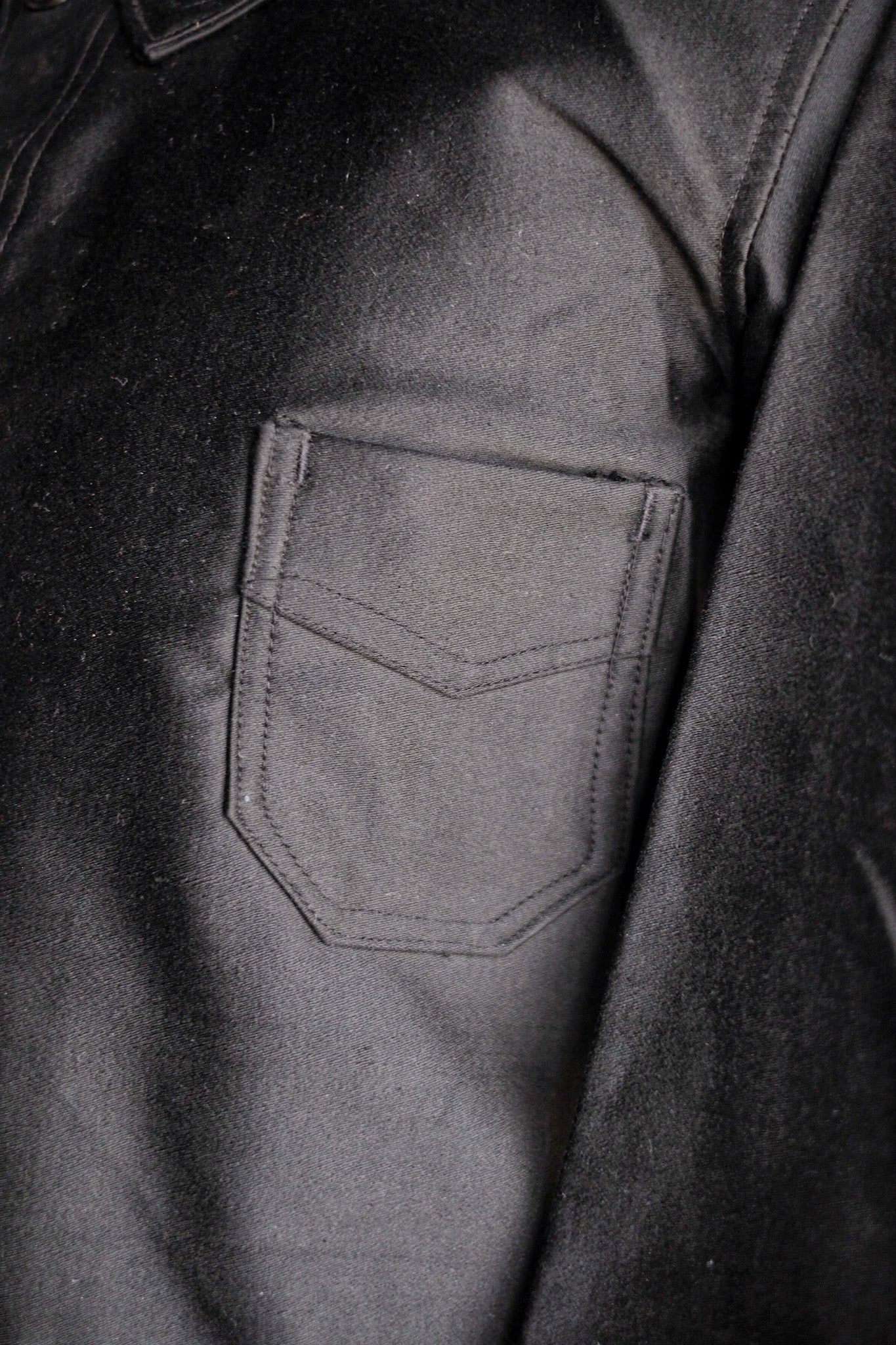 【~30's】French Vintage Black Moleskin Work Jacket "Dead Stock"
