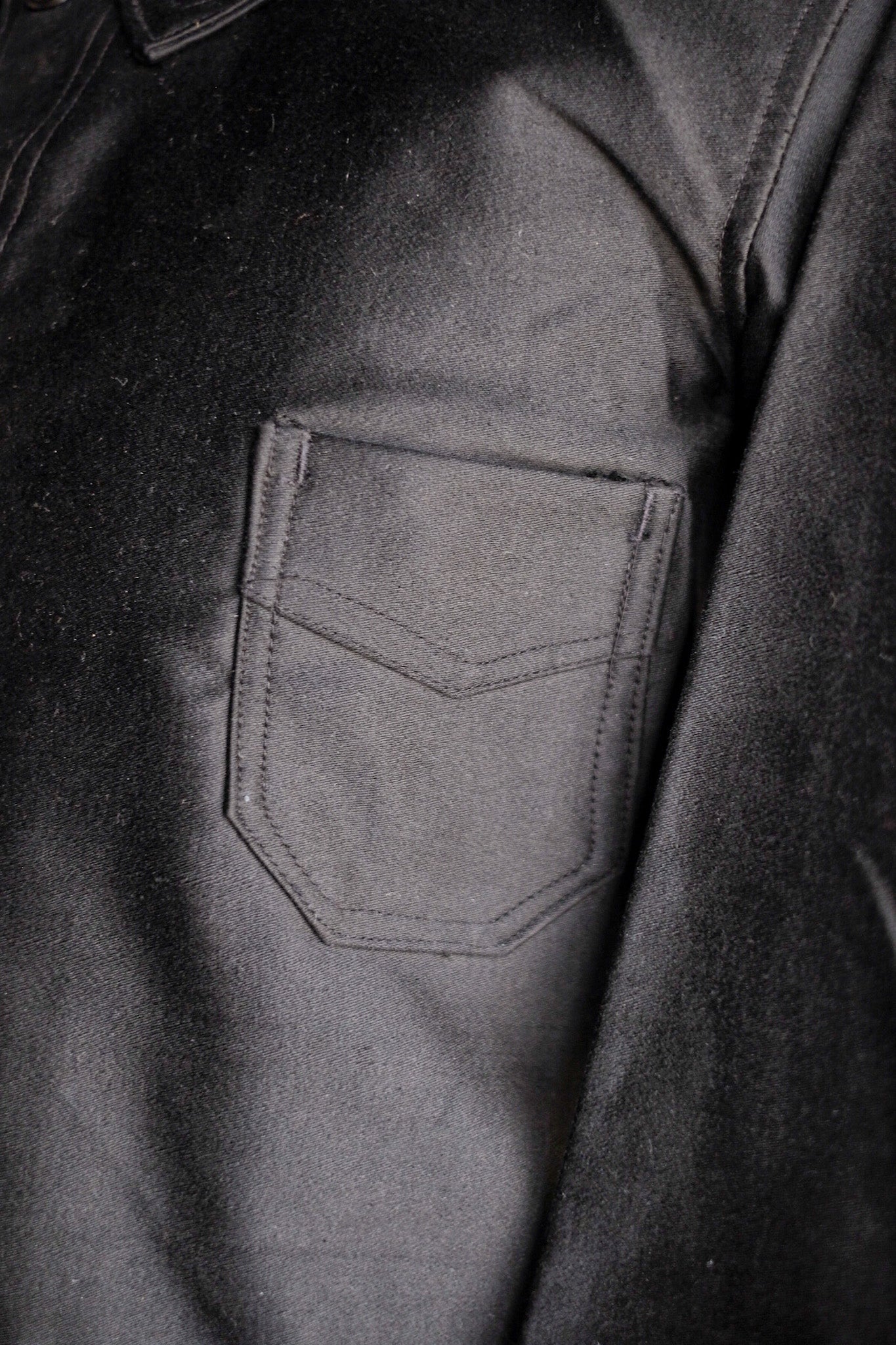 ［~30's］French Vintage Black Moleskin Work Jacket "Dead Stock"