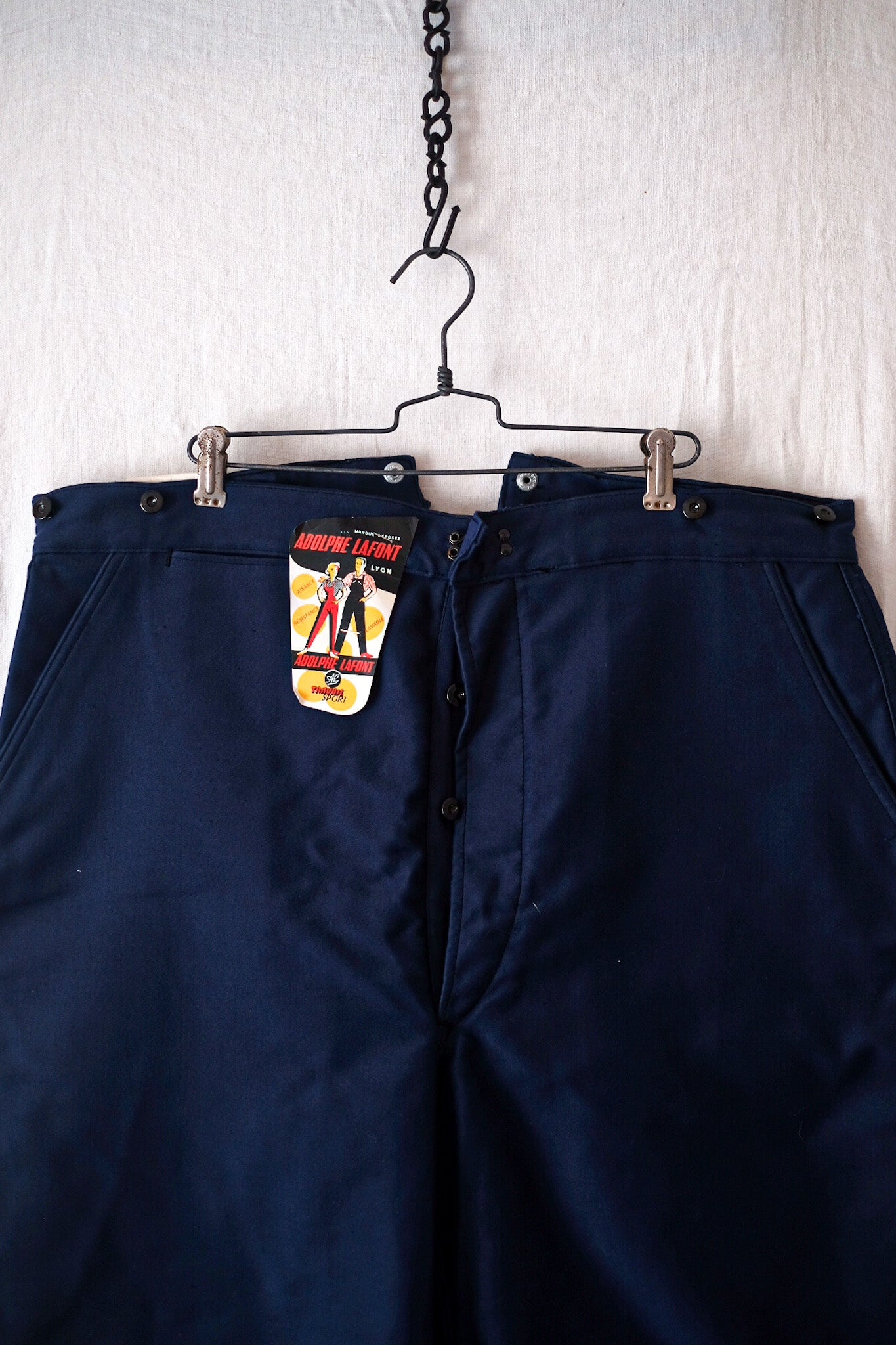 40's] French Vintage Blue Moleskin Work Pants 