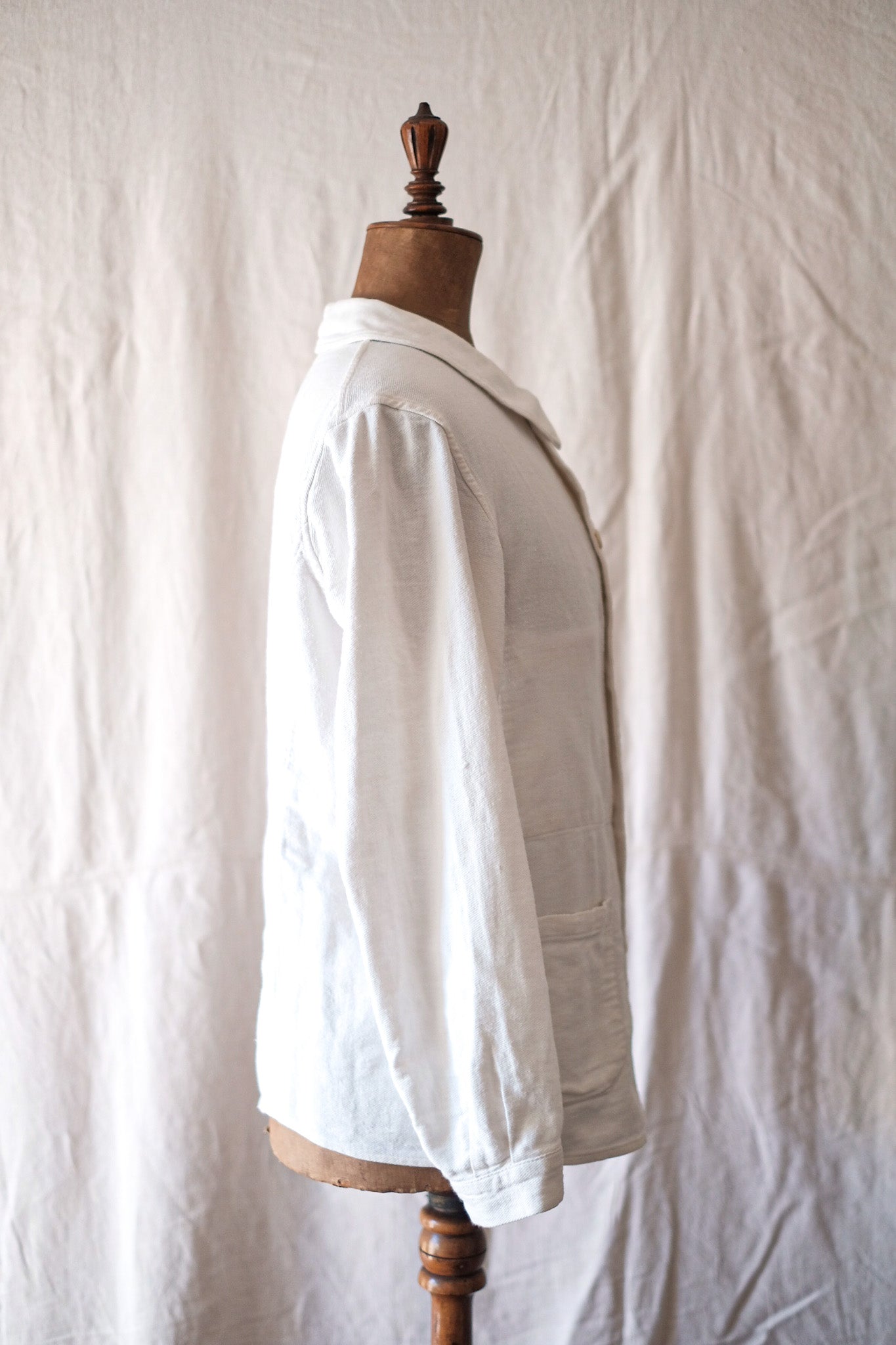 [~ 30's] Veste en lin en coton blanc vintage à double seins vintage