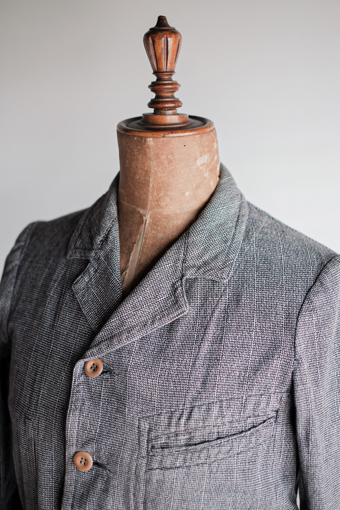 【~30's】French Vintage Cotton Checked Sack Jacket
