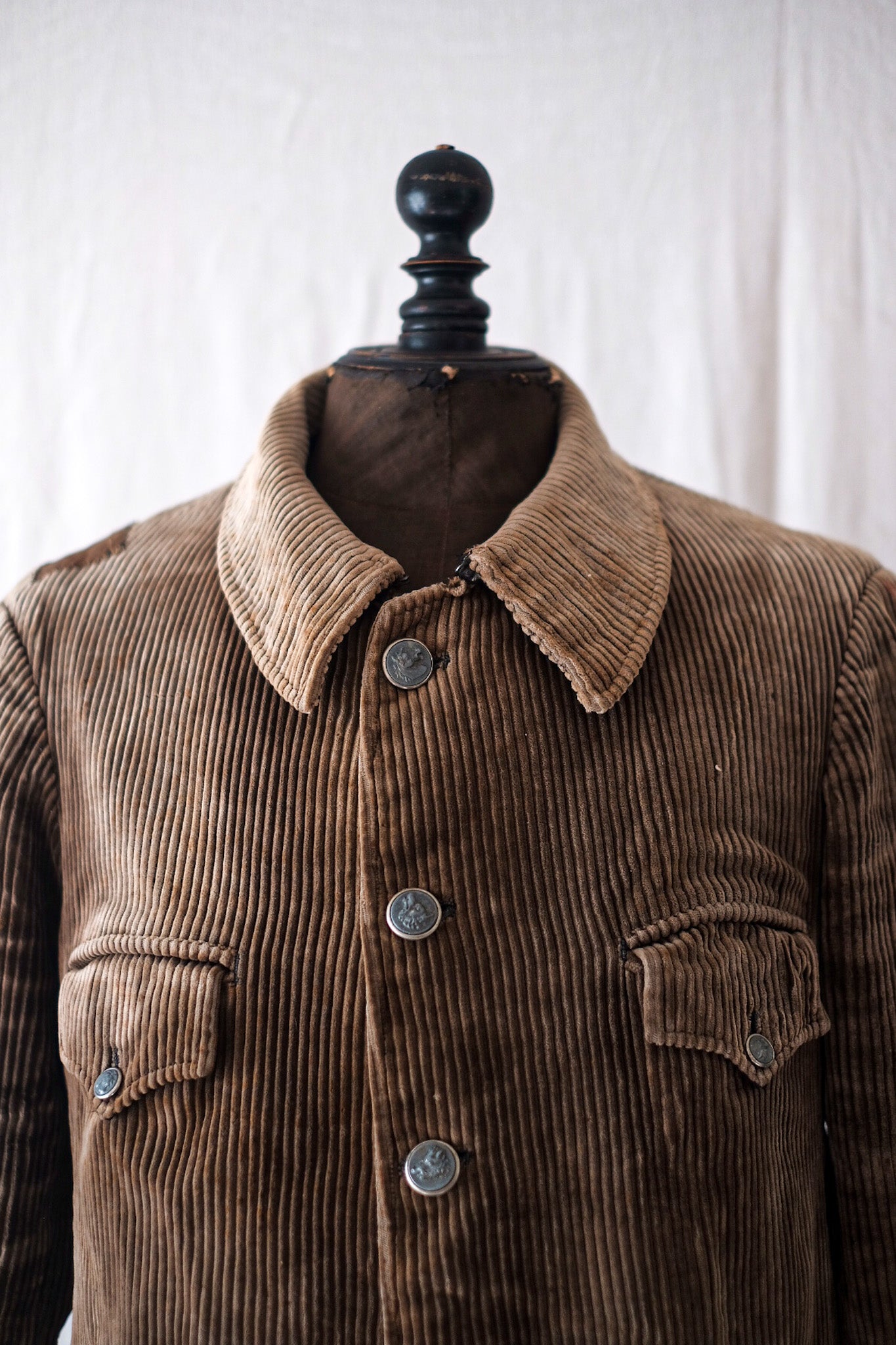 [〜30年代]法國復古棕色燈芯絨狩獵遊戲管理員夾克