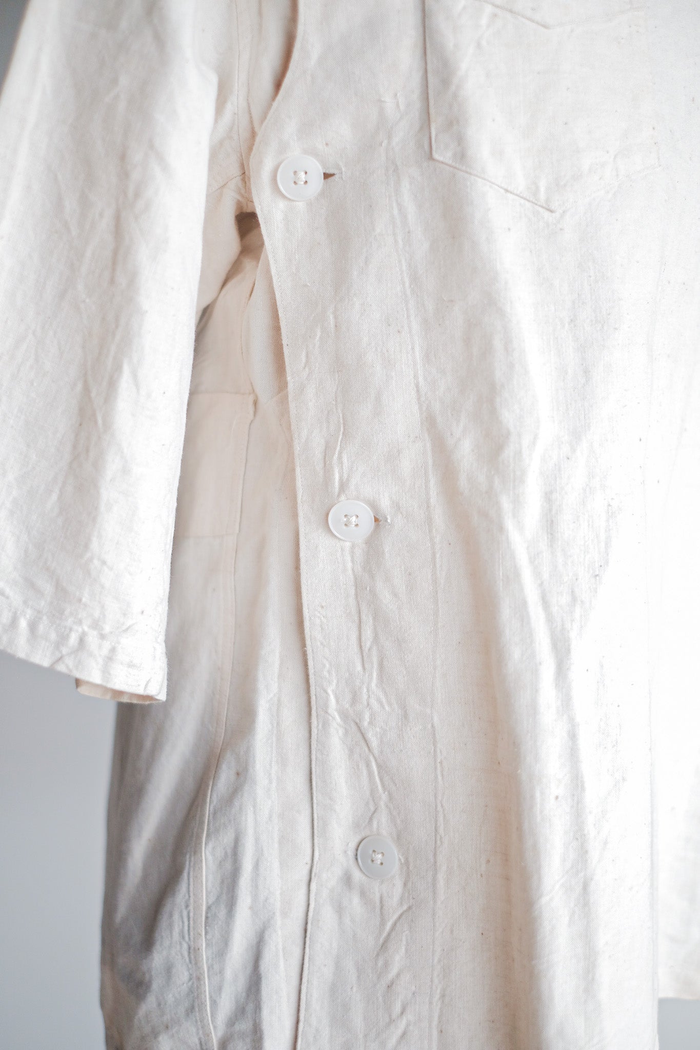 ［~50's］French Army Linen Jacket Hospital Military "Dead Stock"