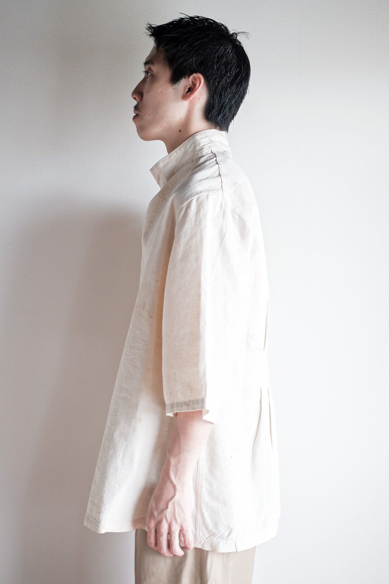 ［~50's］French Army Linen Jacket Hospital Military "Dead Stock"