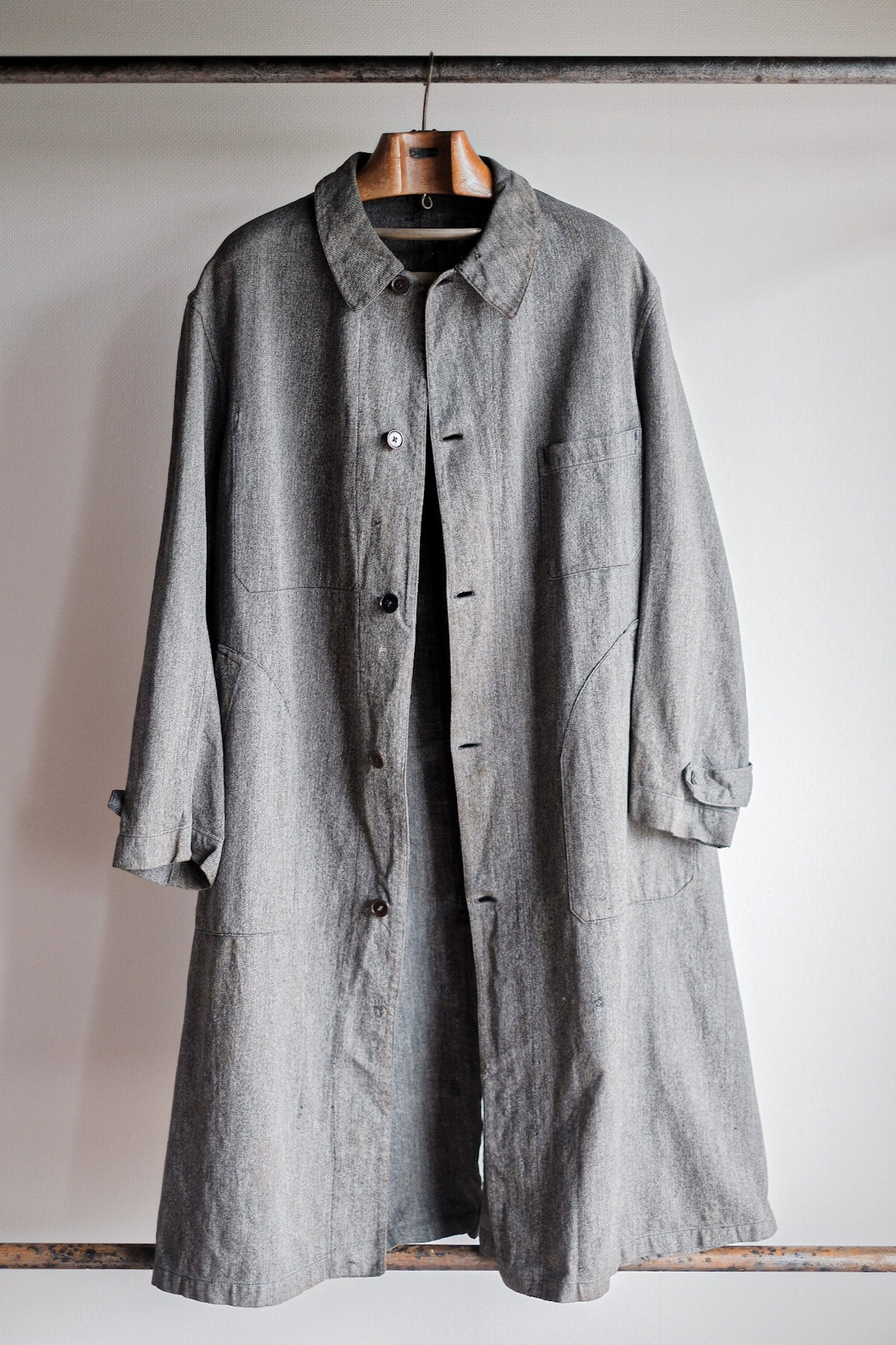 [~ 40's] เสื้อโค้ท French Vintage Black Chambray Atelier