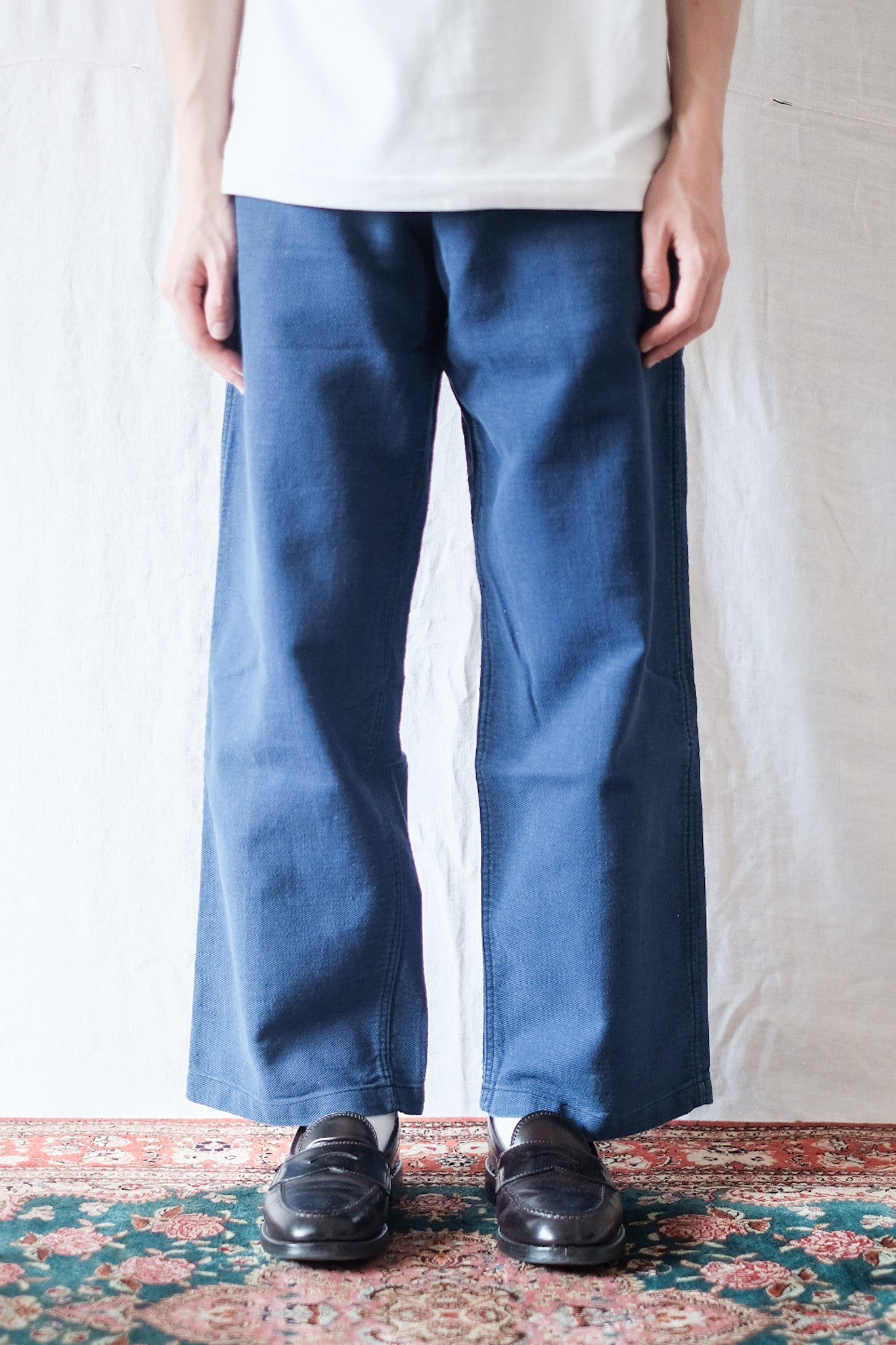 [~ 30's] Pantalon de travail de Twill de coton indigo vintage français