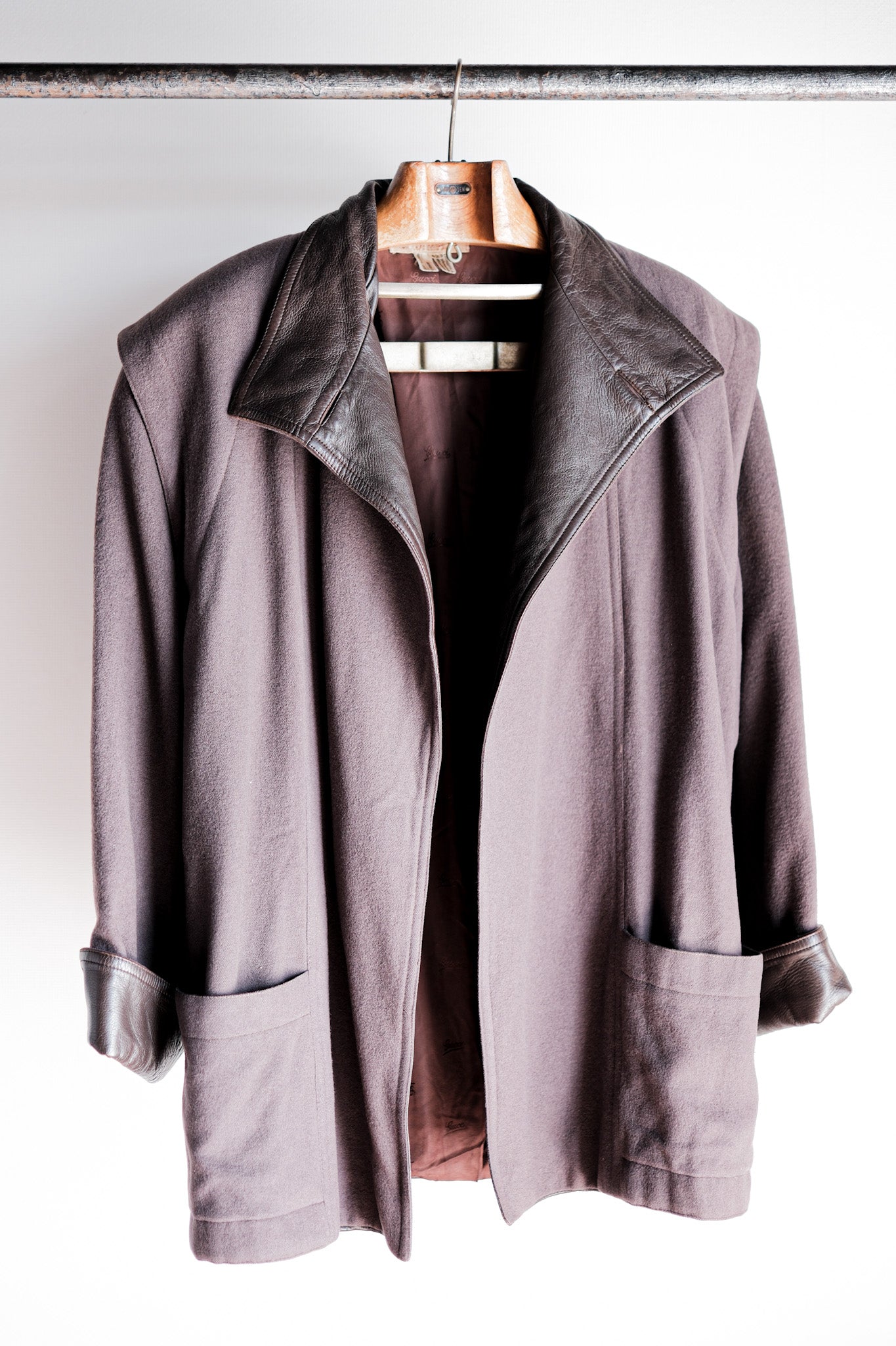 ［~80's］Old Gucci Wool Leather Jacket Size.42