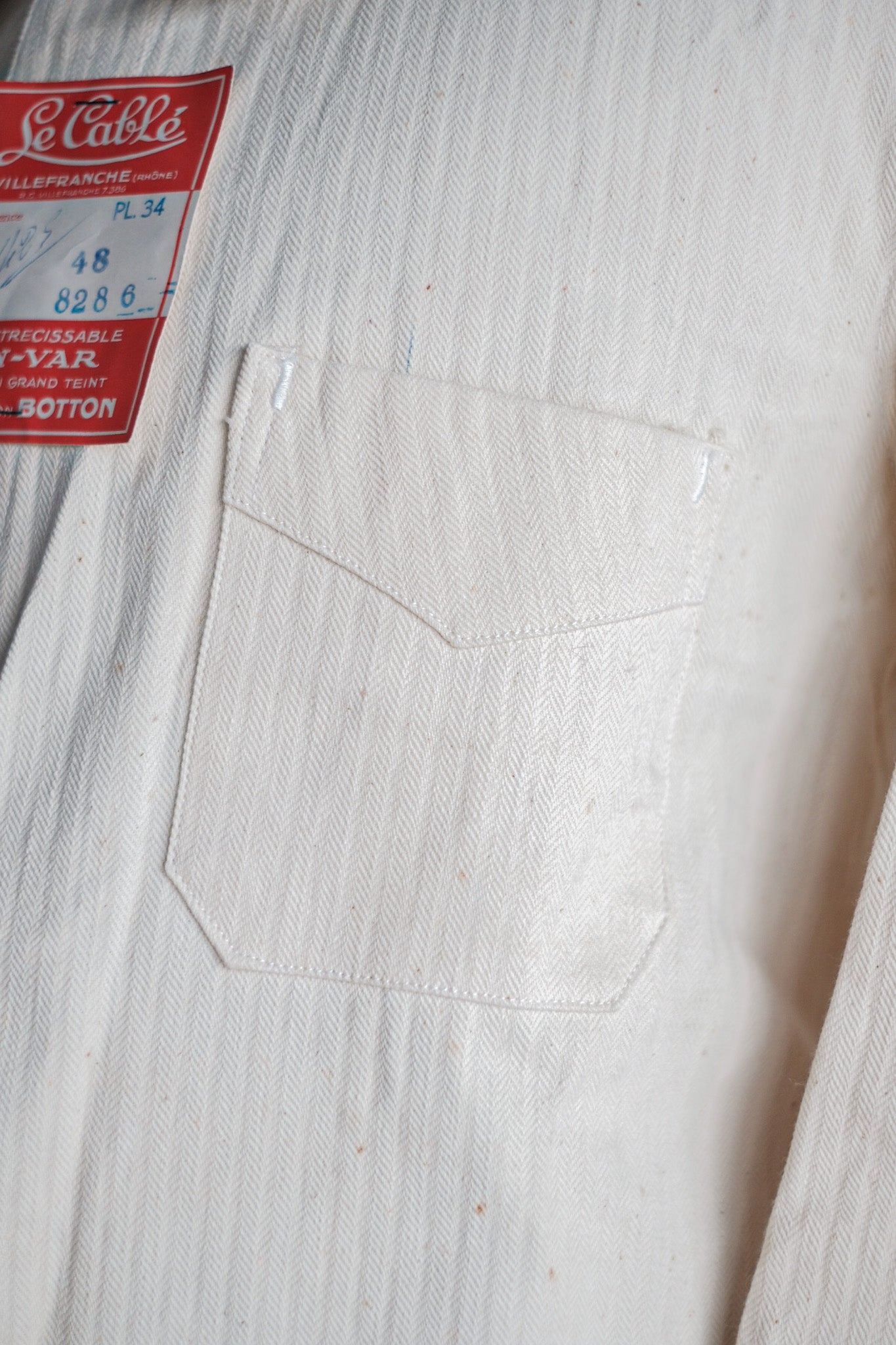 [〜40年代]法國復古白棉花HBT工作夾克“死庫存”