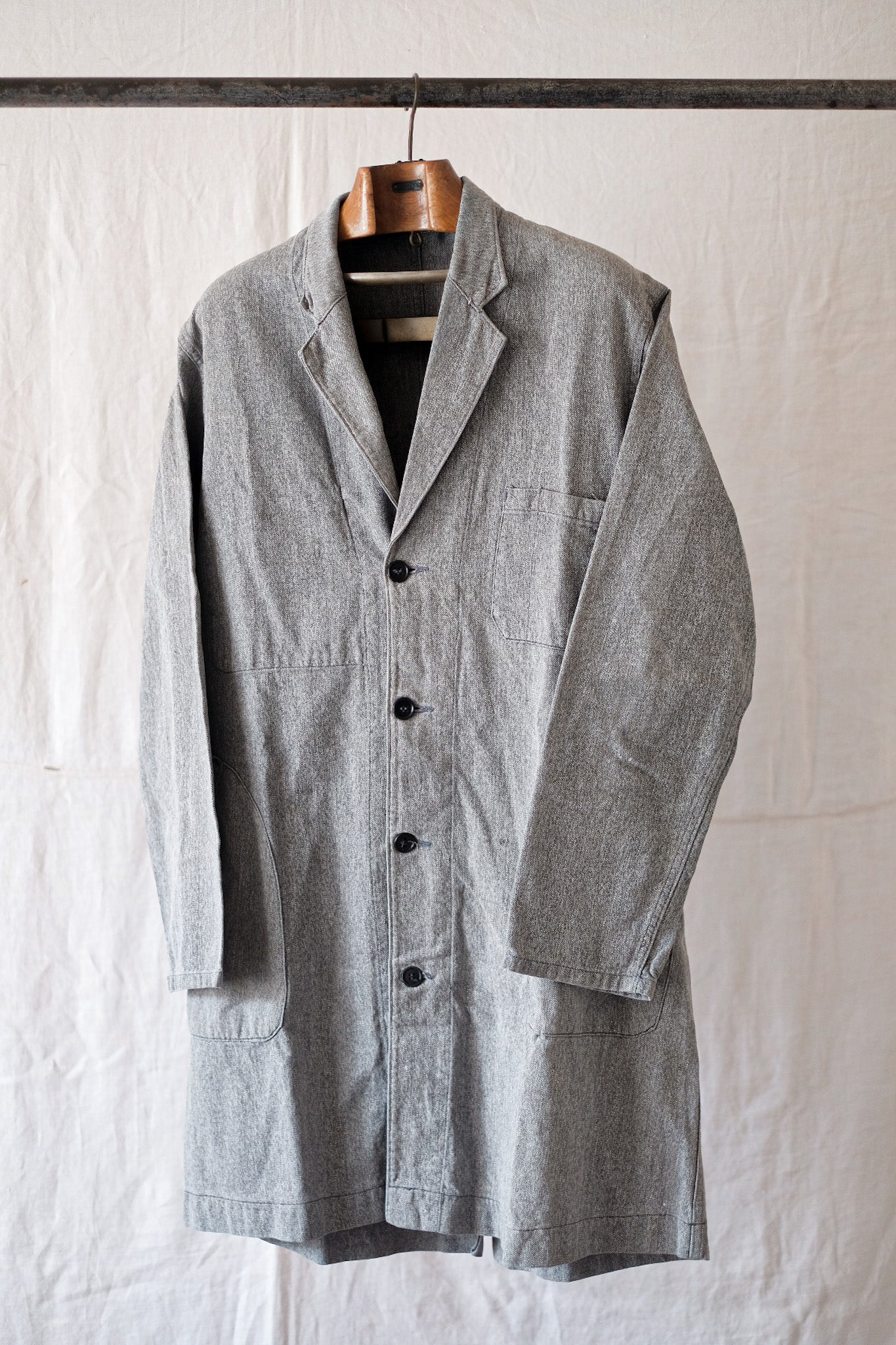 【~50's】French Vintage Black Chambray Atelier Coat “Adolphe Lafont”