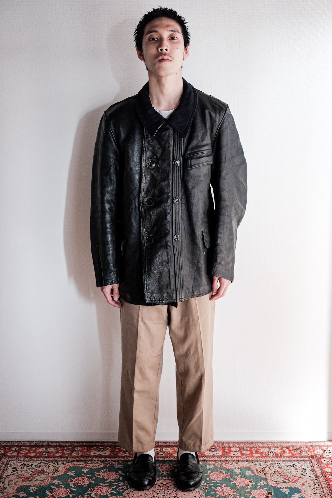 ［~50's］French Vintage Le Corbusier Leather Work Jacket "Wool Collar"