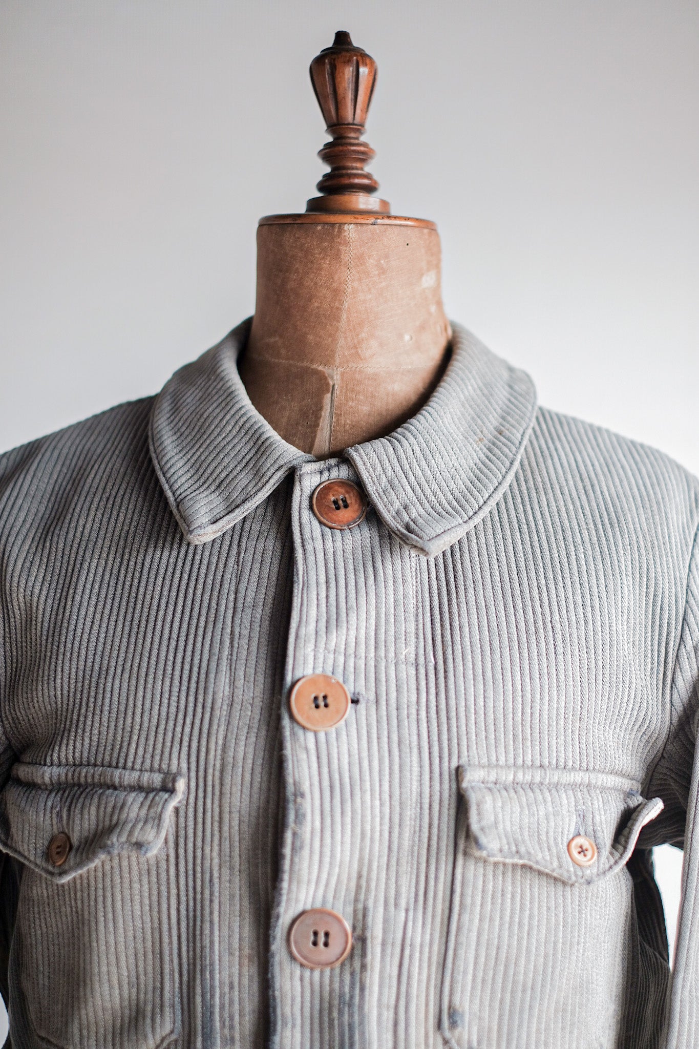 [~ 40's] French Vintage Gray Cotton Pique Hunting Jacket