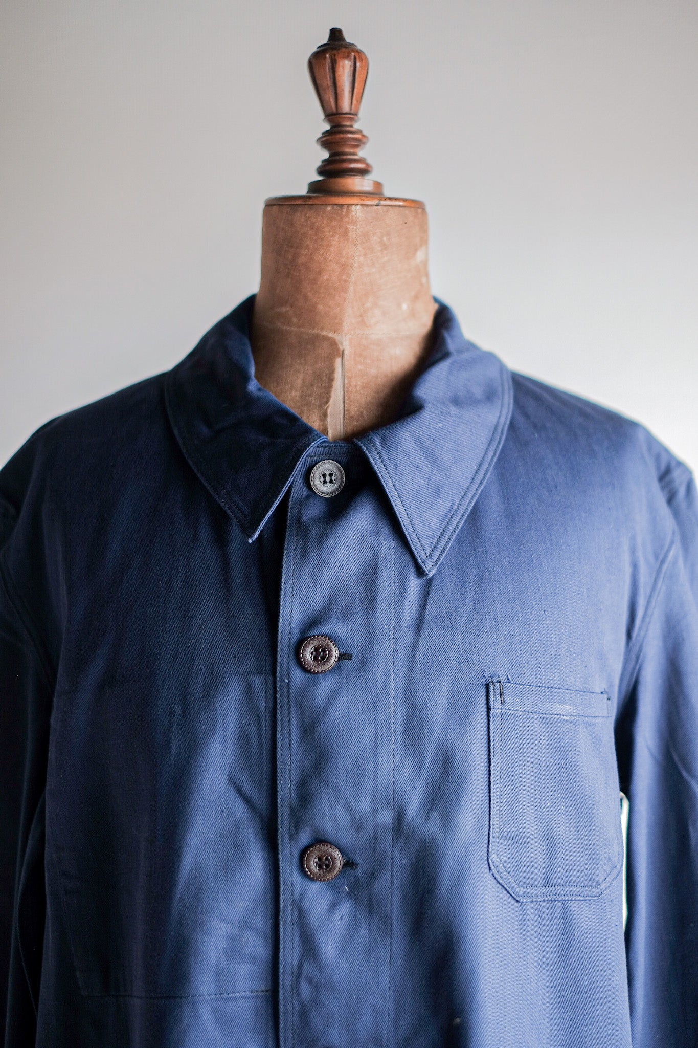 【~50's】French Vintage Blue Cotton Twill Work Jacket "Dead Stock"