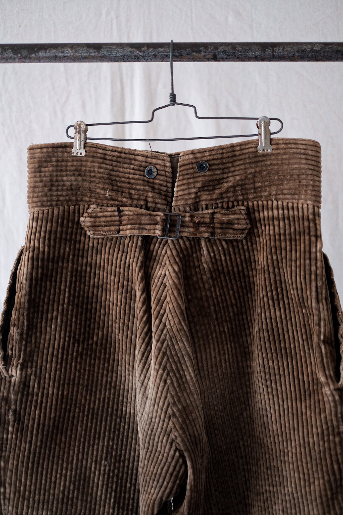 [~ 30's] French Vintage Brown Corduroy Work Pants "Adolphe Lafont"