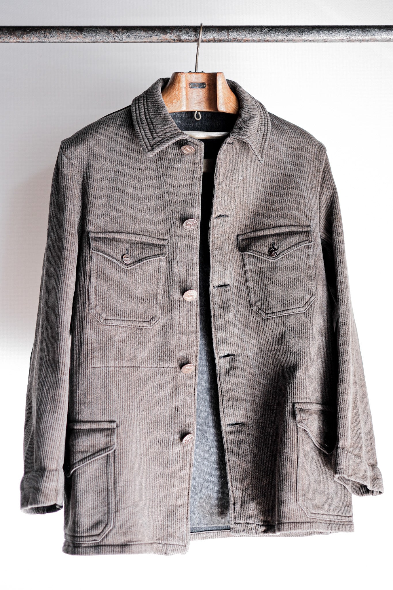 ［~40's］French Vintage Brown Salt & Pepper Cotton Pique Hunting Jacket