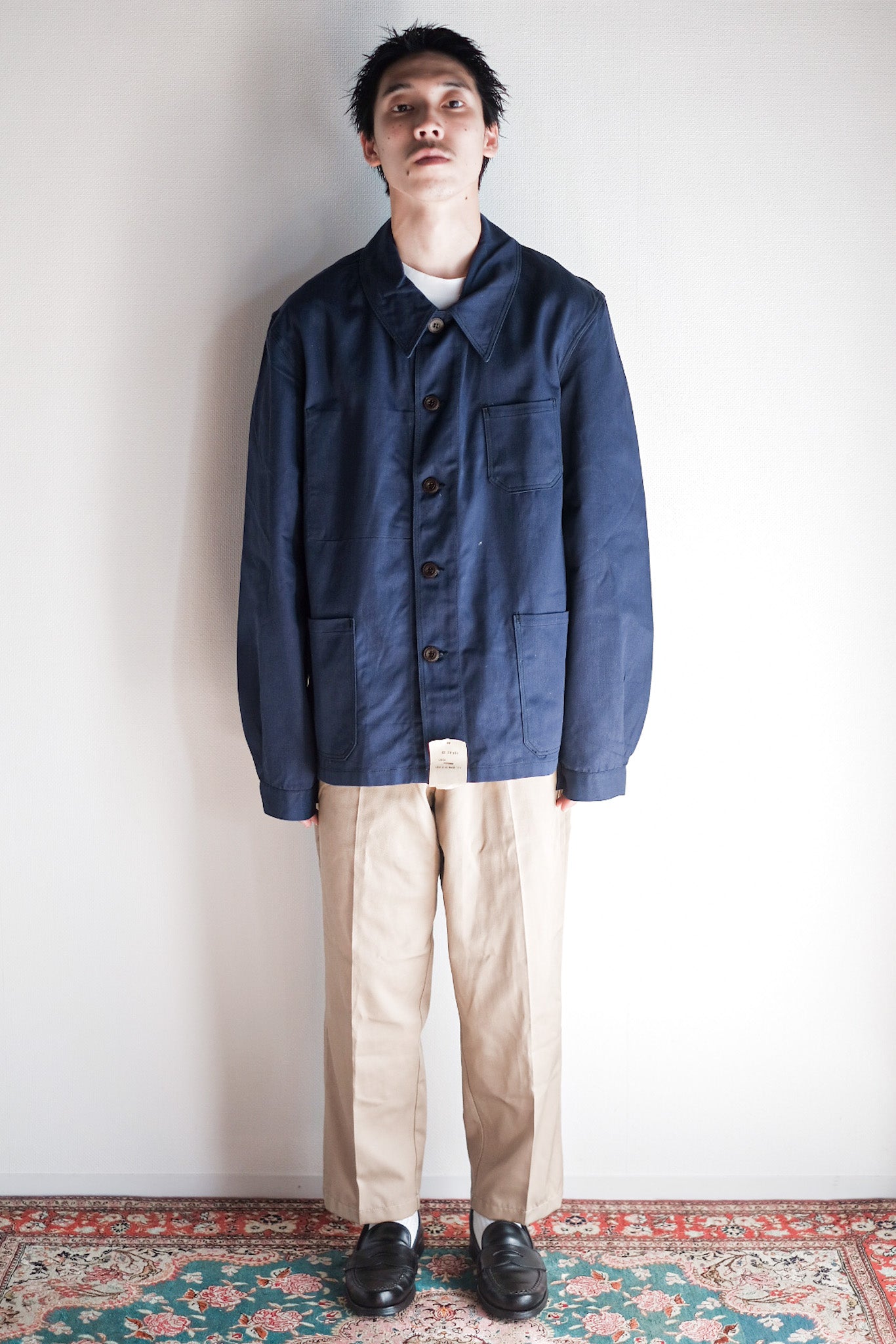 【~50's】French Vintage Blue Cotton Twill Work Jacket "Dead Stock"