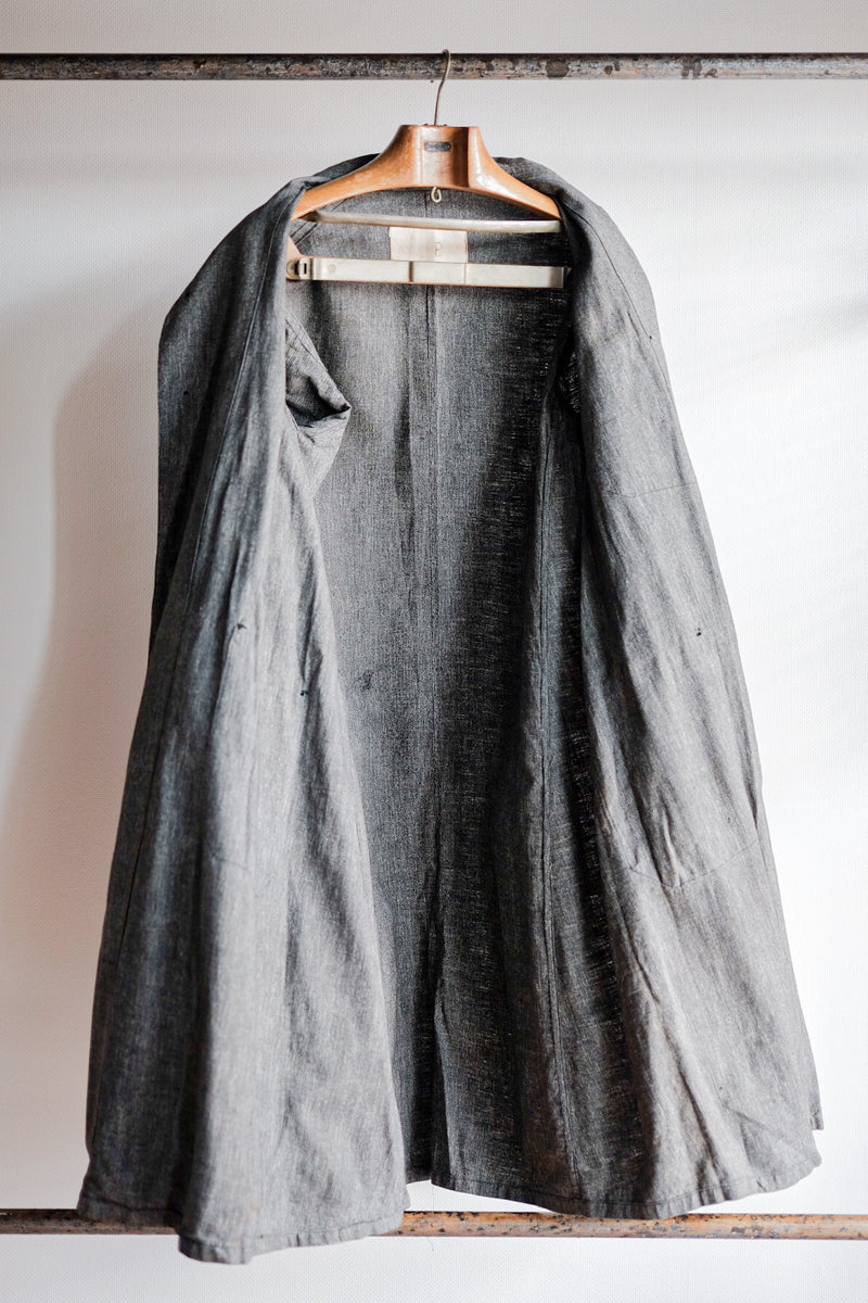 [~ 40's] French Vintage Black Chambray Atelier Coat "Dead Stock"