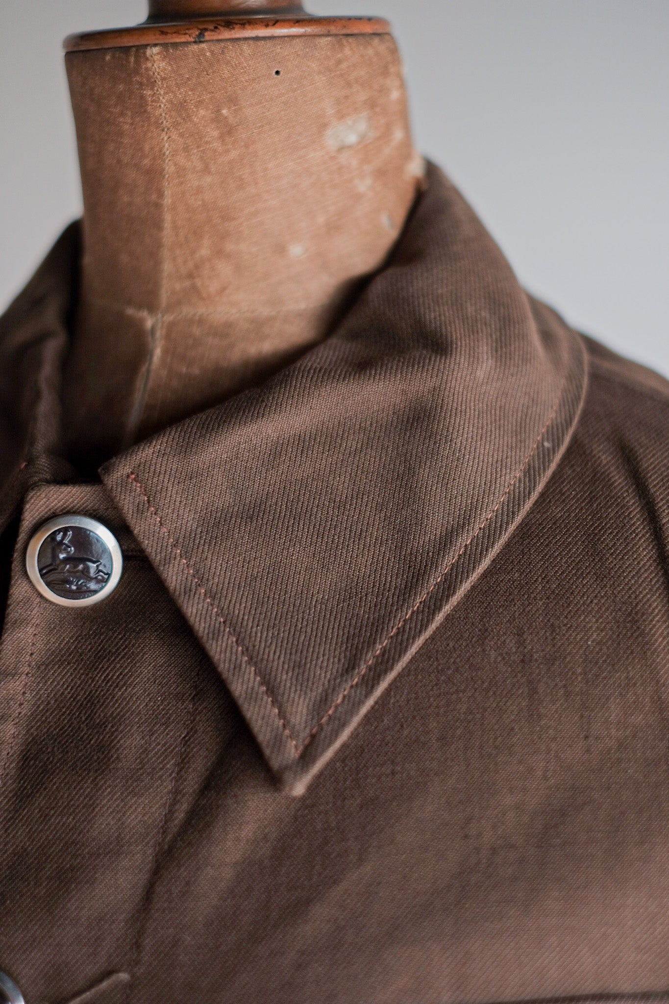 [〜40年代]法國復古棕色棉花twill狩獵夾克“死股”
