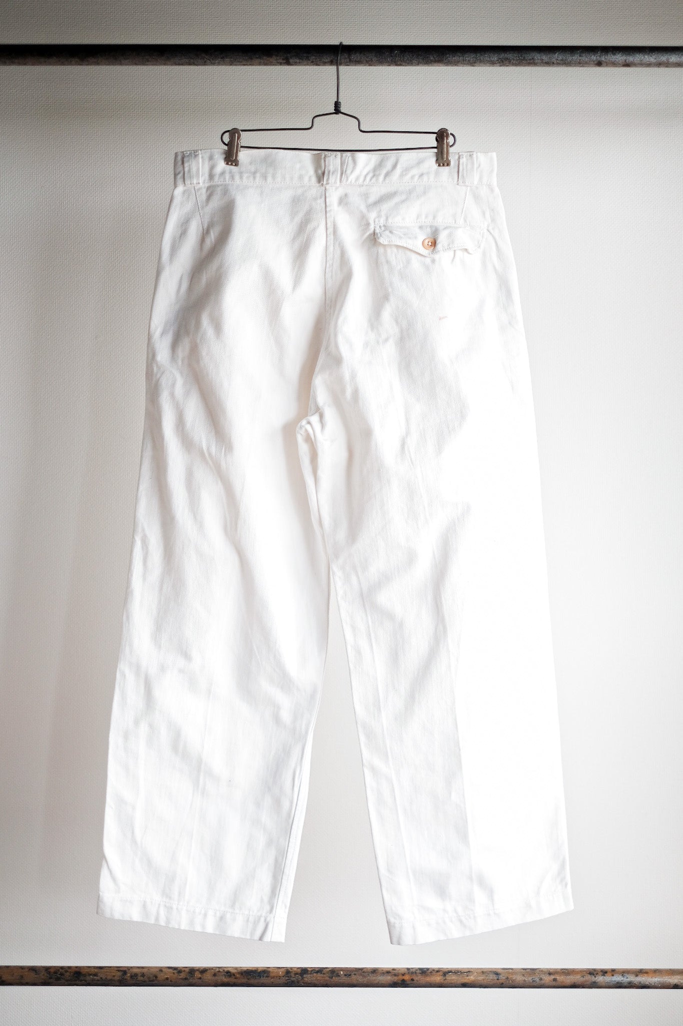 [~ 50's] French Army White Cotton Trousers Size. 84